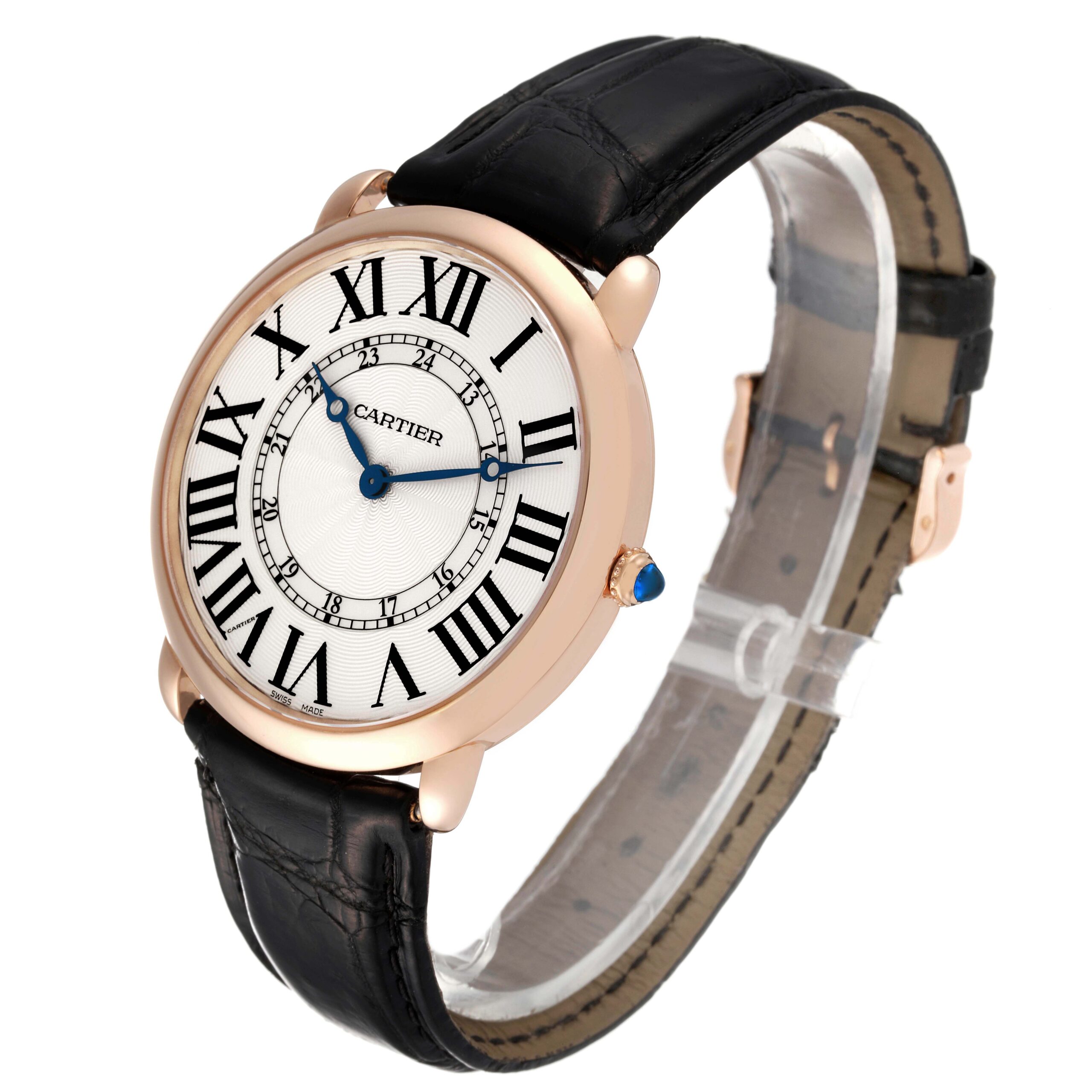 Cartier Ronde Louis Rose Gold Silver Dial Mens Watch W6801004