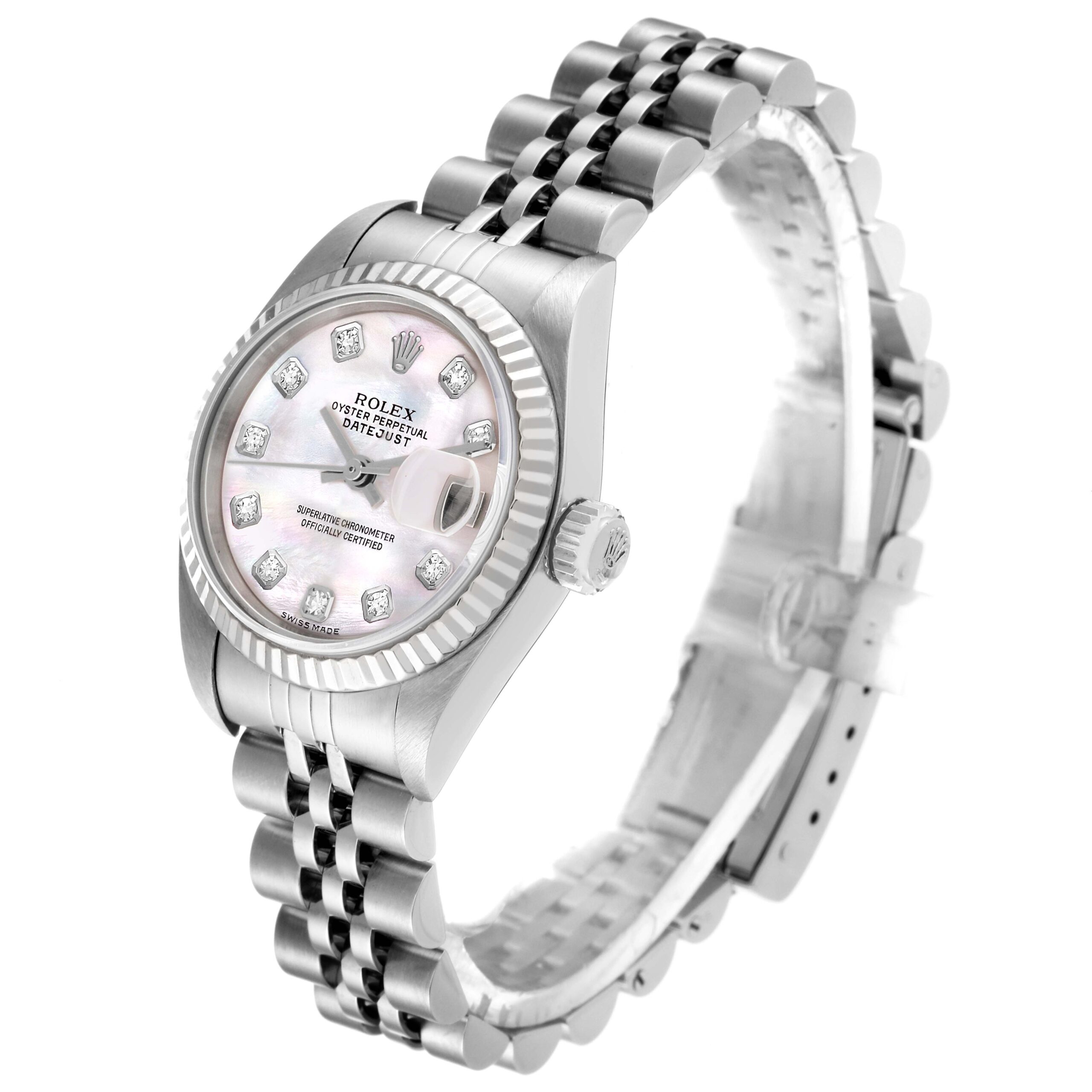 Rolex Datejust Steel White Gold Mother of Pearl Diamond Ladies Watch 79174