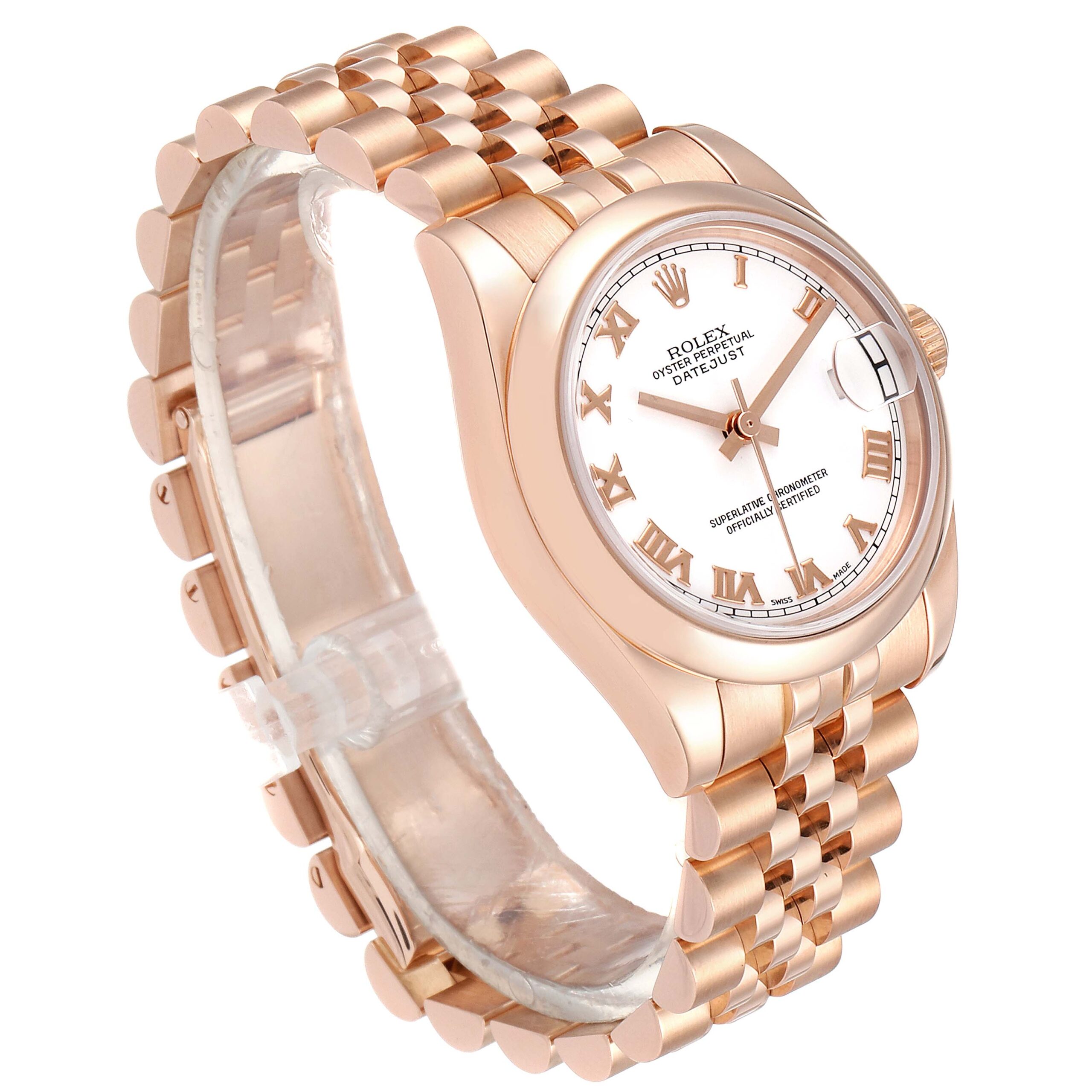 Rolex President Midsize 31 White Dial Rose Gold Ladies Watch 178245