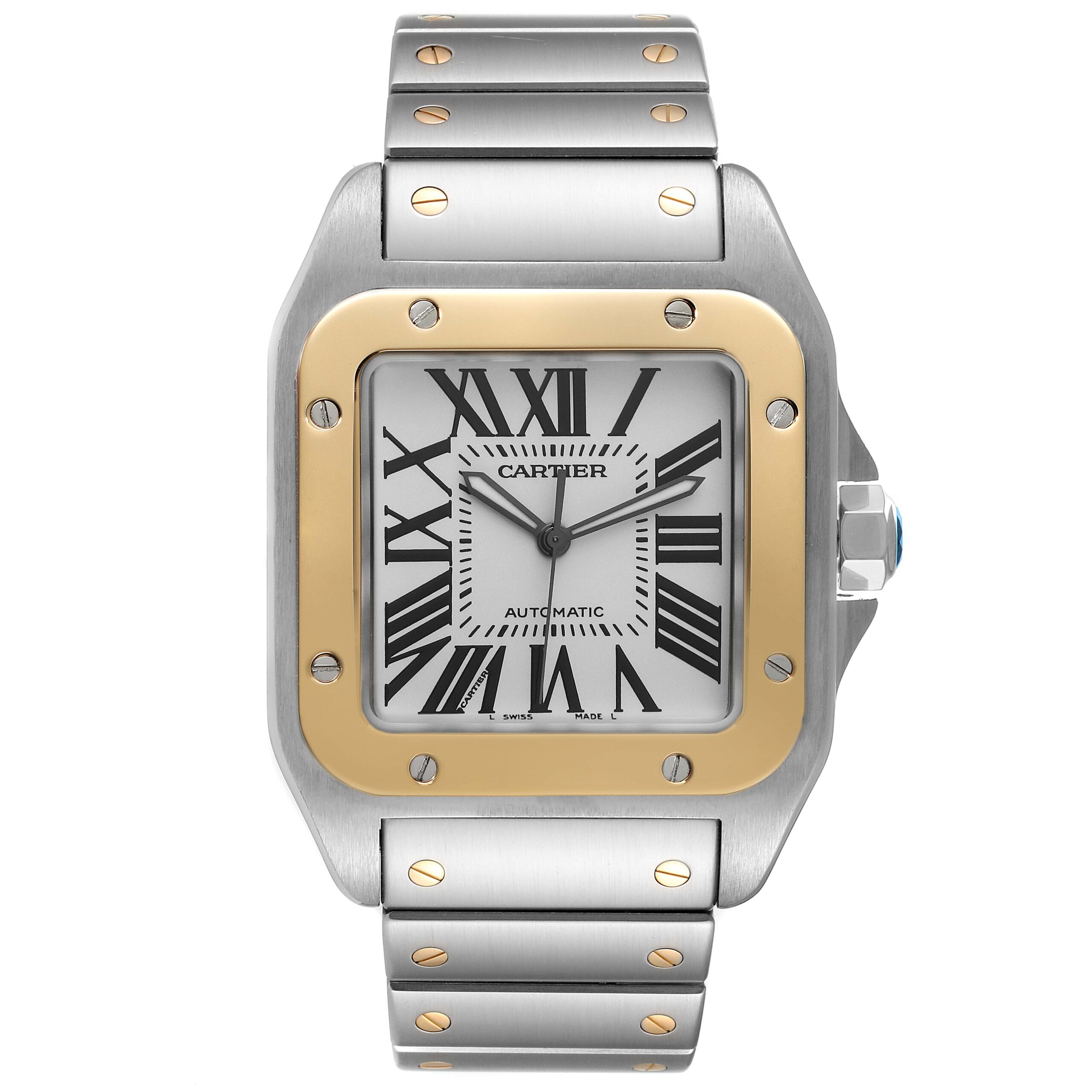 Cartier Santos 100 38mm Steel Yellow Gold Mens Watch W200728G