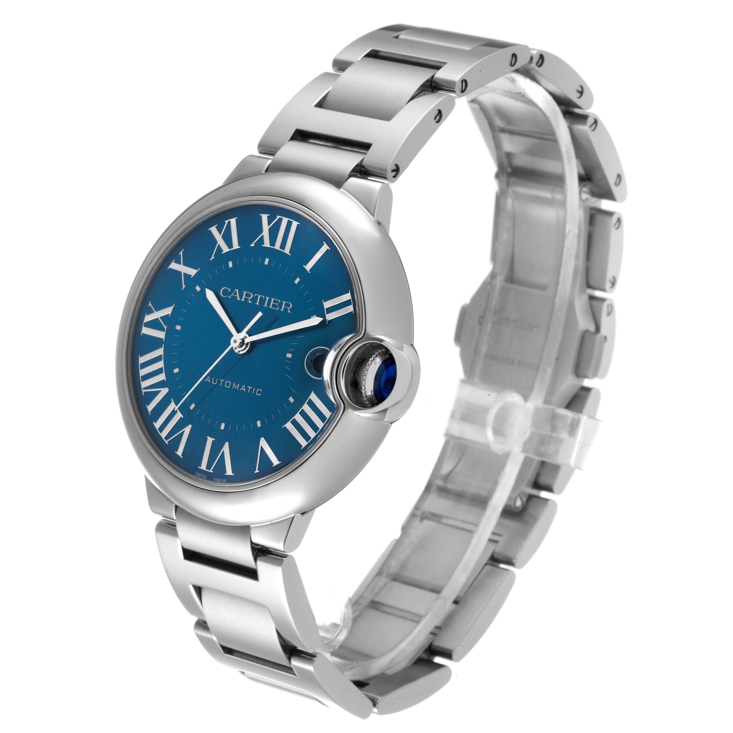 Cartier Ballon Bleu 40 Automatic Blue Dial Mens Watch WSBB0061 Box Card