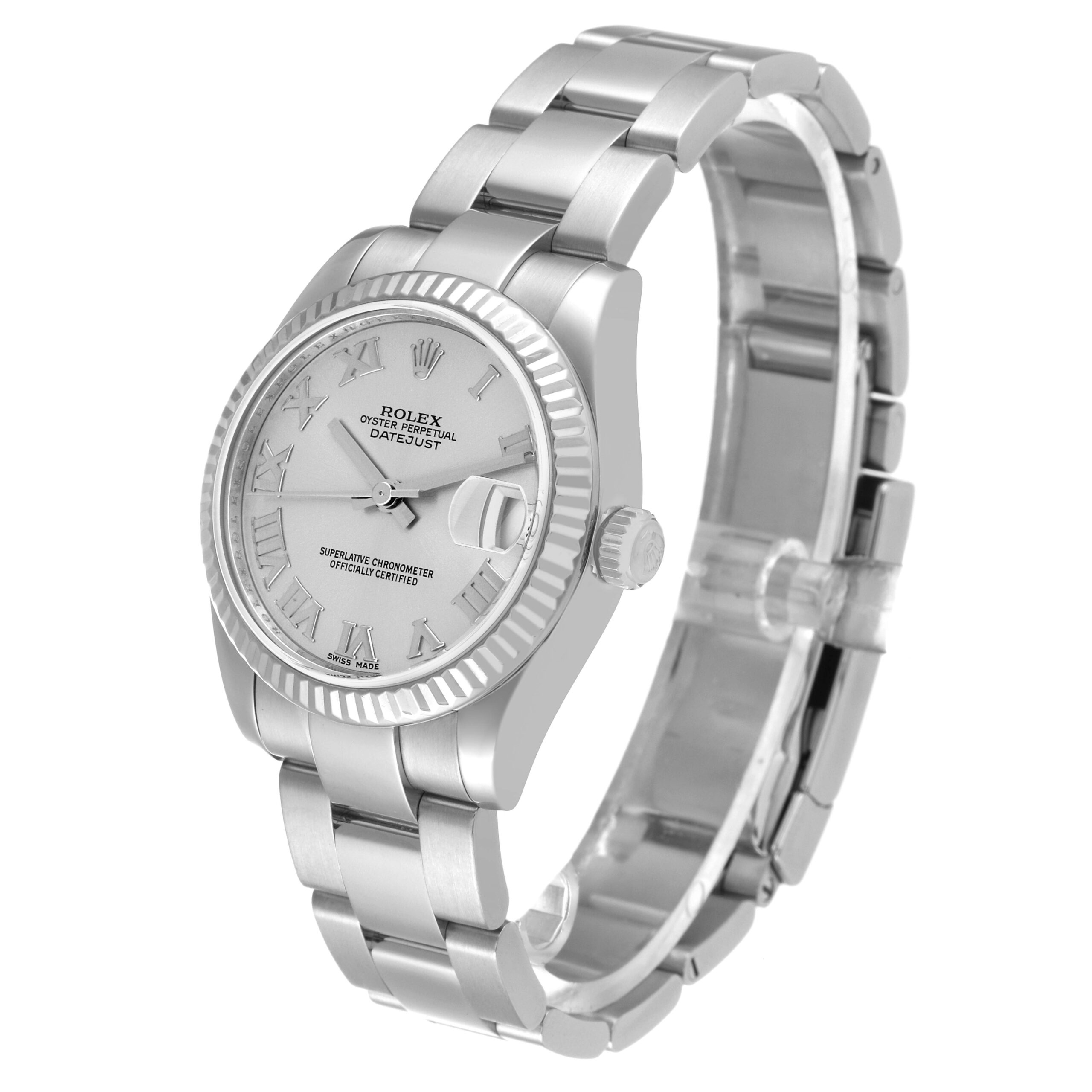 Rolex Datejust Midsize Steel White Gold Silver Dial Ladies Watch 178274