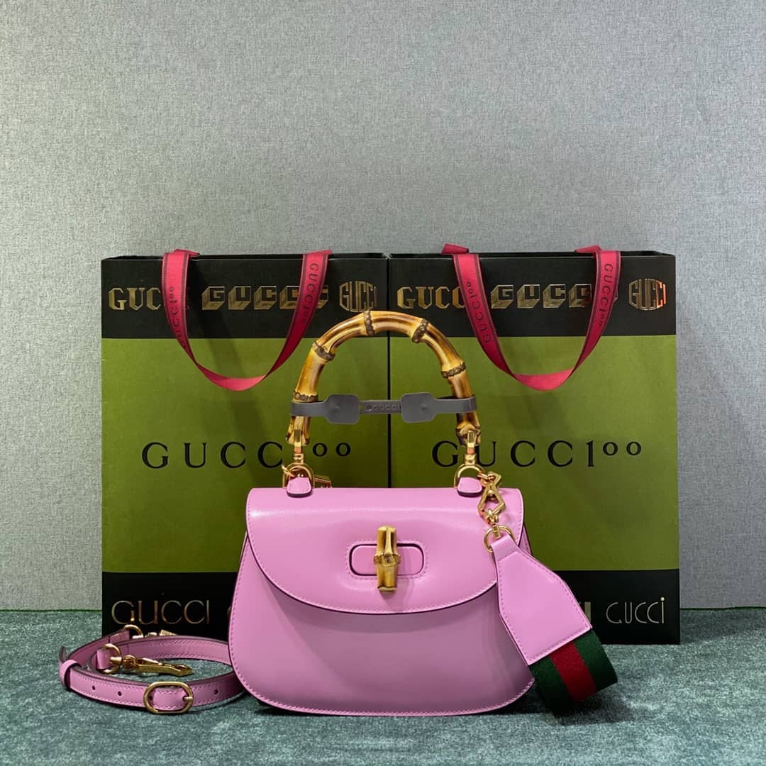 Gucci Bamboo 1947 Small Top Handle Bag 675797 Pink 675797 Replica