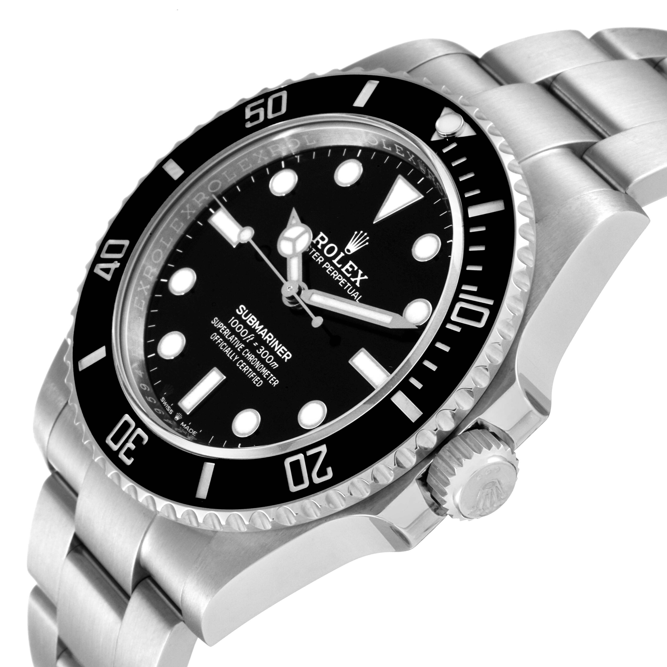 Rolex Submariner Non-Date Ceramic Bezel Steel Mens Watch 124060 Box Card