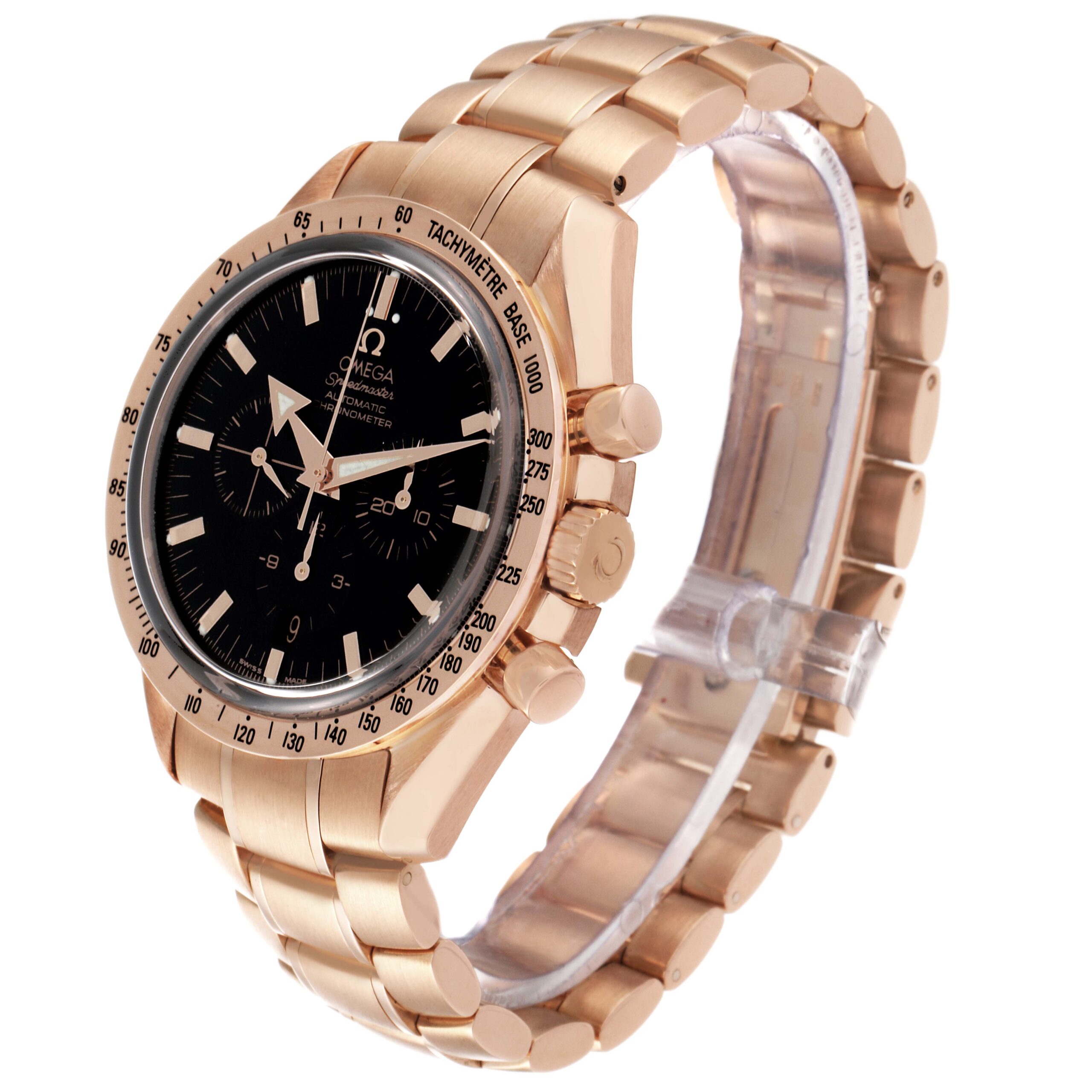 Omega Speedmaster Broad Arrow Rose Gold Mens Watch 3653.80.33