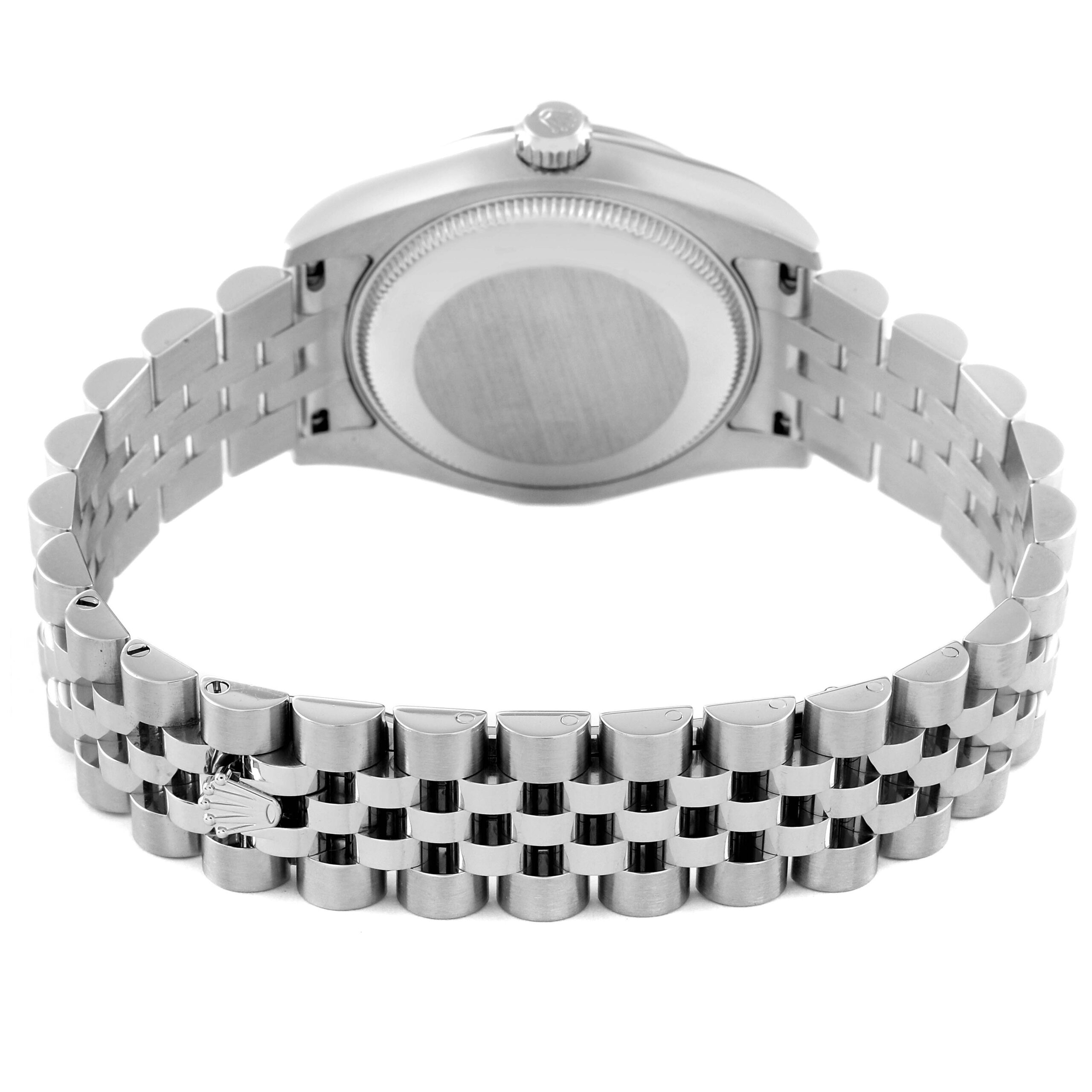 Rolex Datejust Midsize Steel White Gold Diamond Dial Watch 178274 Box Card