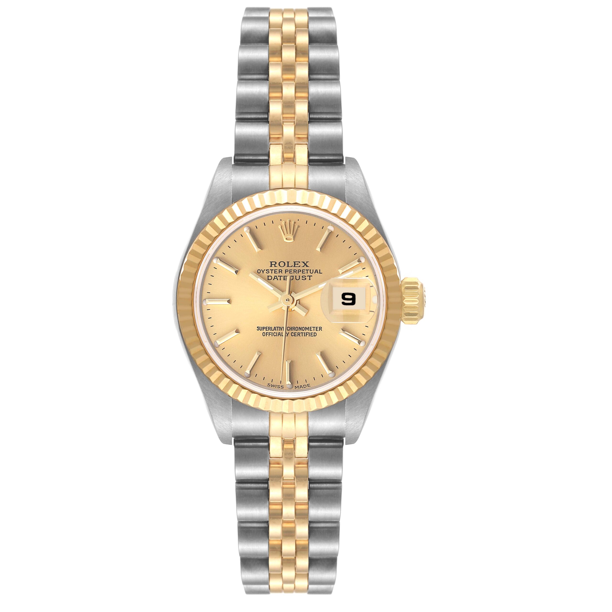 Rolex Datejust Steel Yellow Gold Champagne Dial Ladies Watch 79173