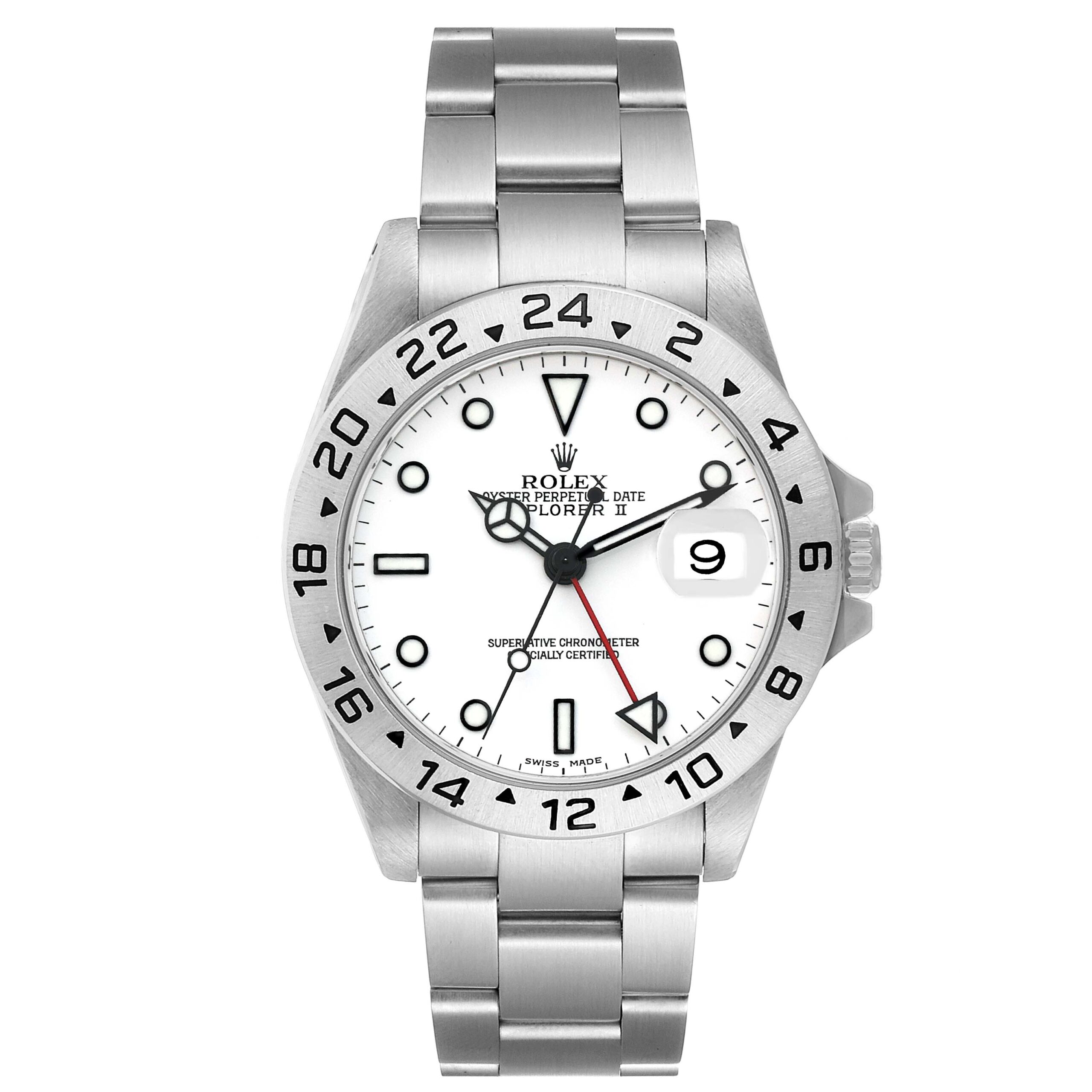 Rolex Explorer II White Polar Dial Steel Mens Watch 16570 Box Papers