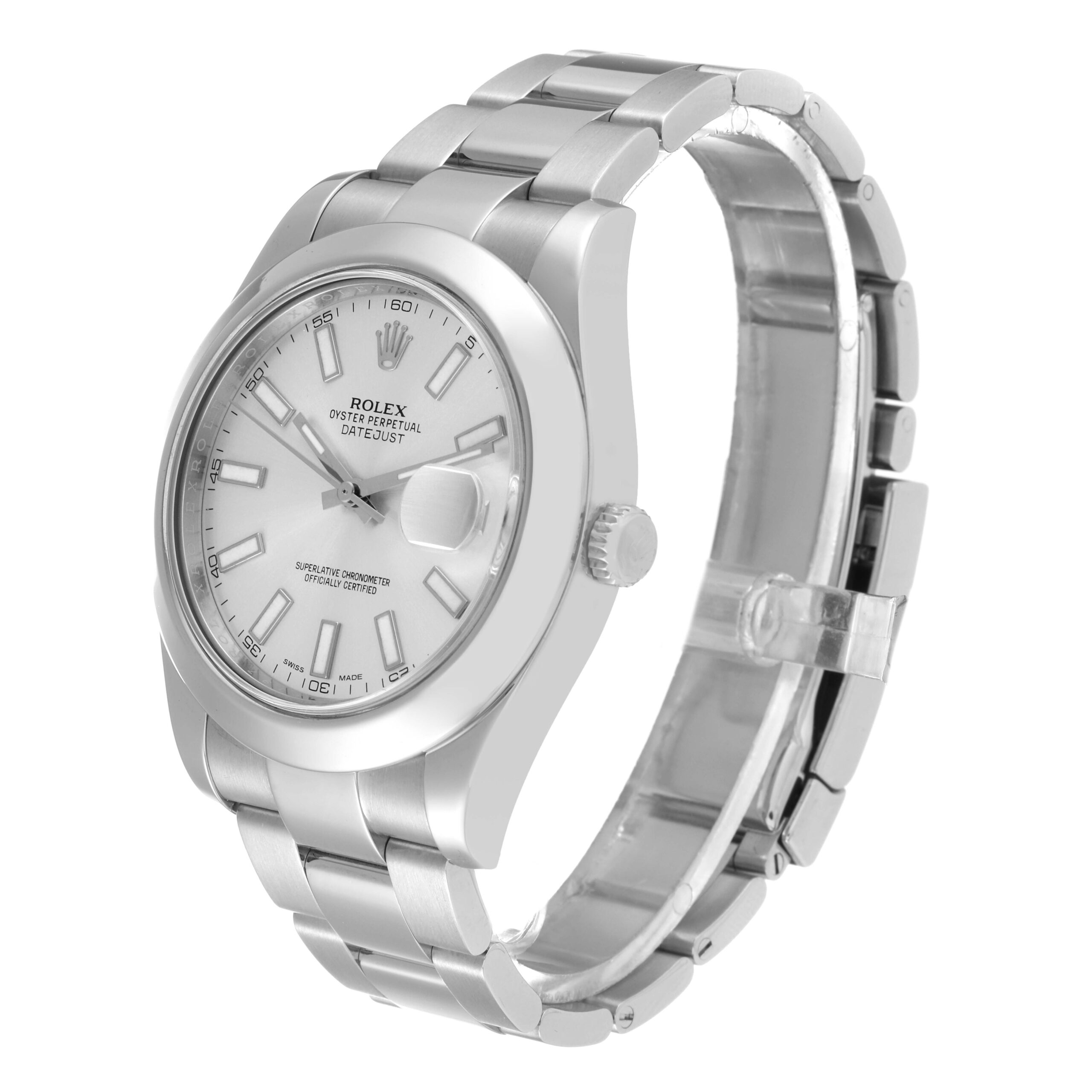 Rolex Datejust II 41mm Silver Baton Dial Steel Mens Watch 116300