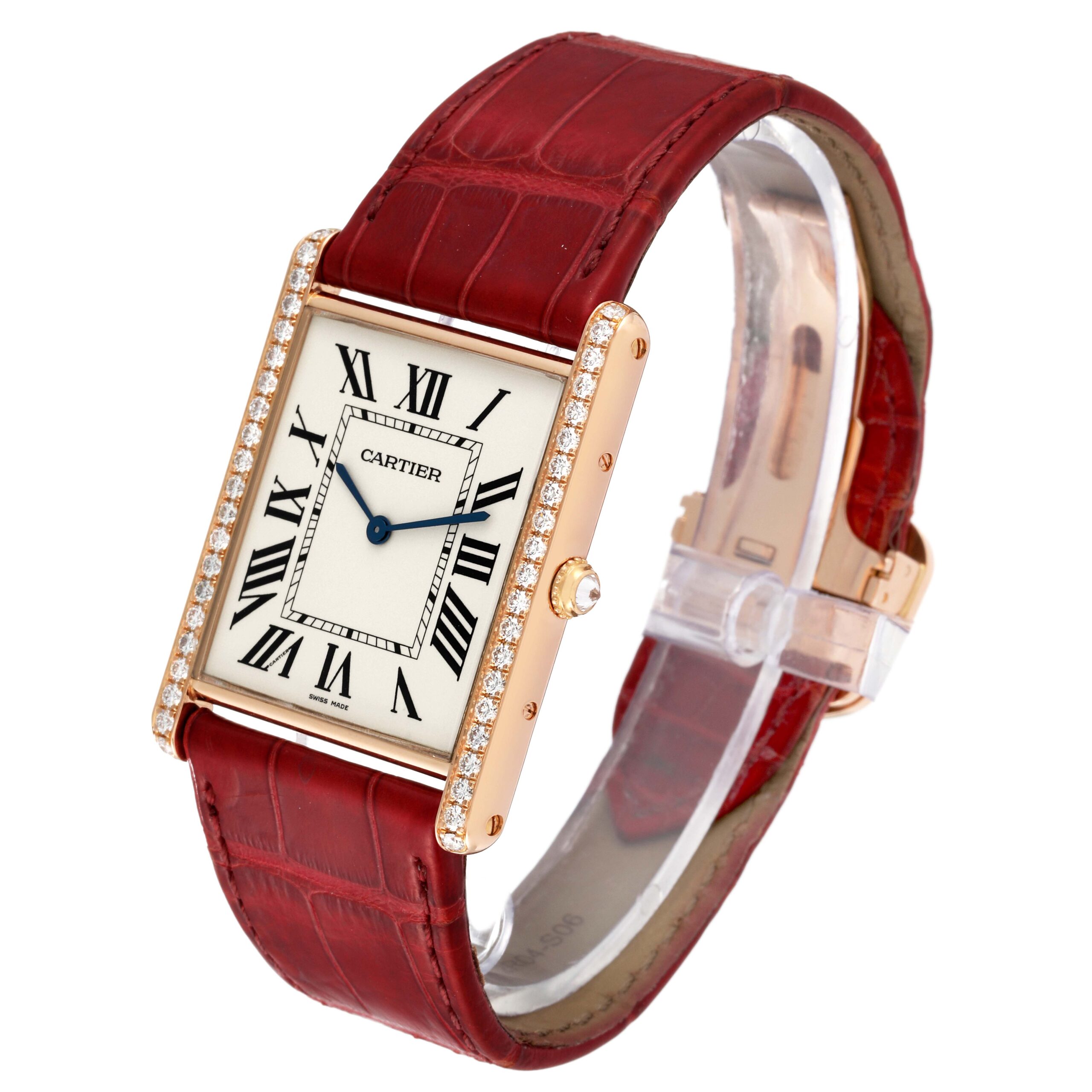 Cartier Tank Louis XL 18k Rose Gold Diamond Mens Watch WT200005