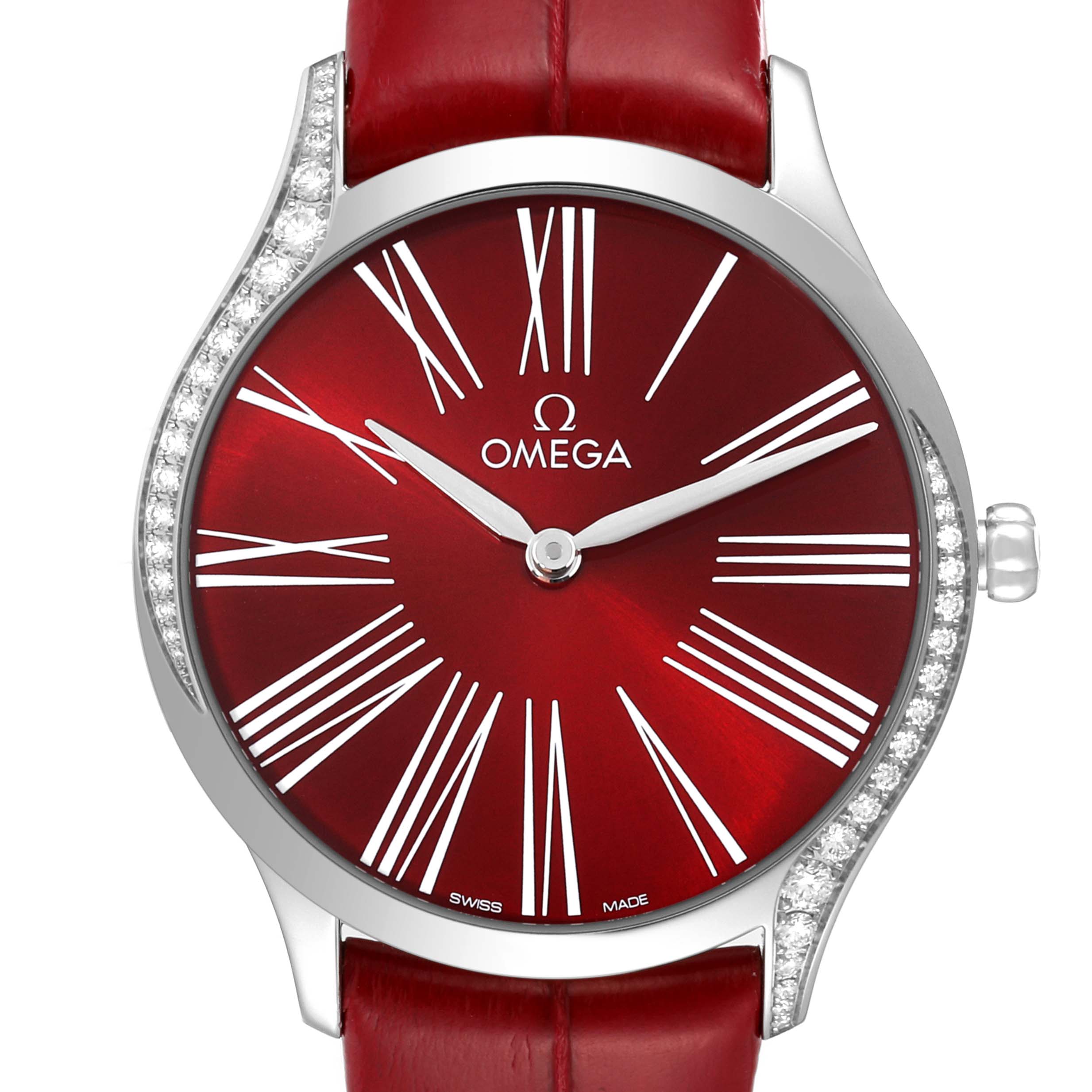 Omega DeVille Tresor Diamond Red Dial Ladies Watch 428.18.36.60.11.002 Box Card