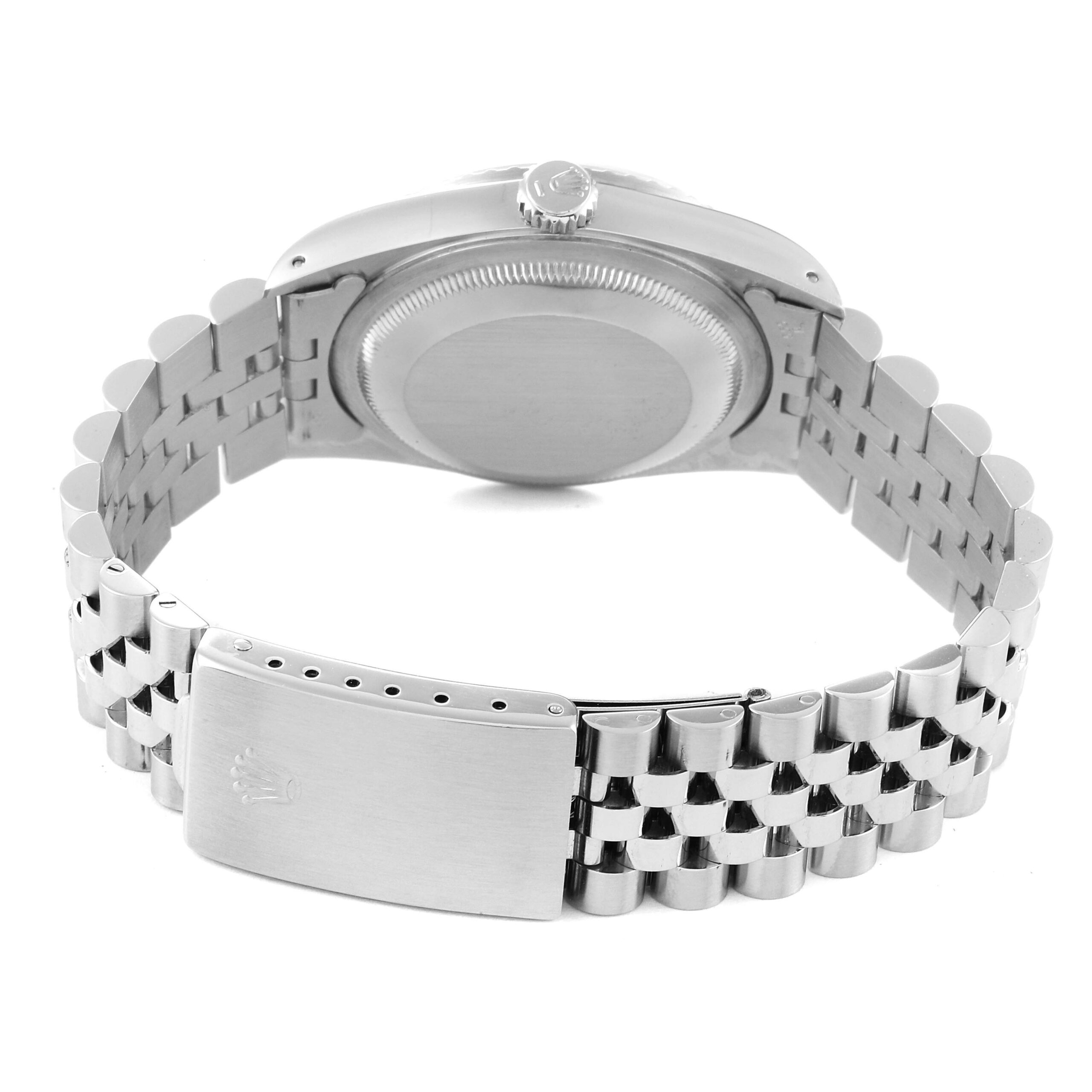 Rolex Datejust Silver Dial Engine Turned Bezel Steel Mens Watch 16220