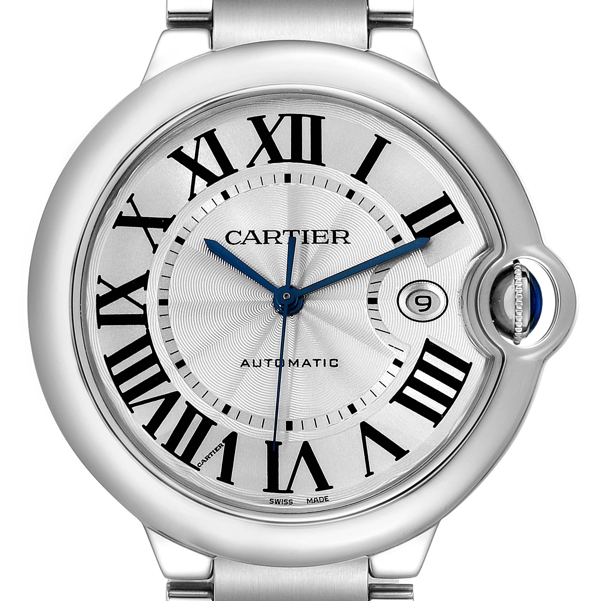 Cartier Ballon Bleu 42 Steel Automatic Silver Dial Mens Watch W69012Z4 Papers