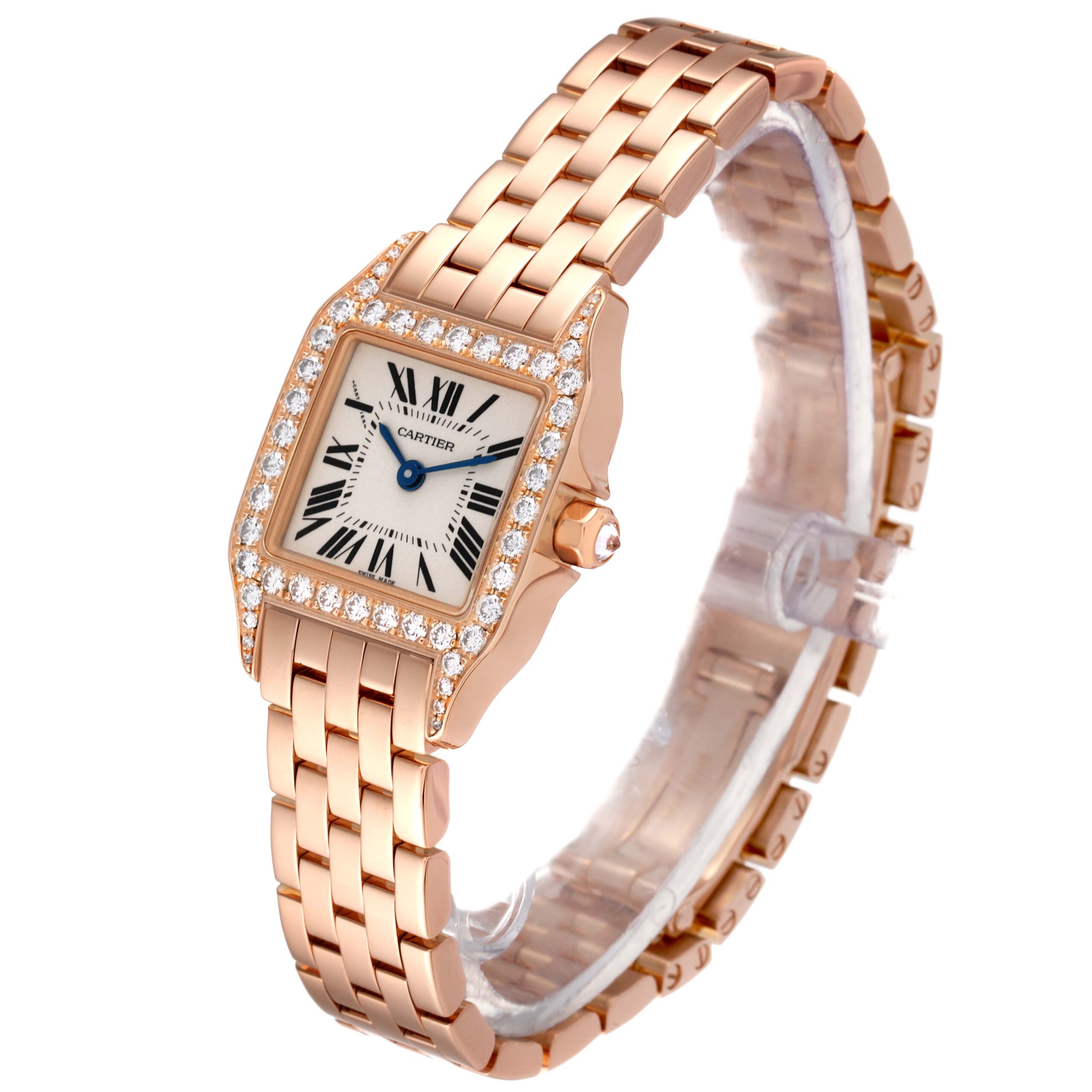 Cartier Santos Demoiselle Small Rose Gold Diamond Ladies Watch WF9011Z8