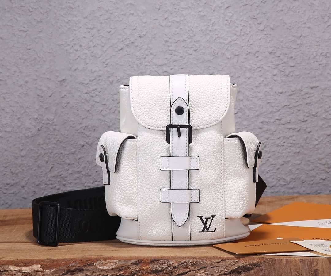 LV Backpack Replica Taurillon Leather Christopher XS White M58493