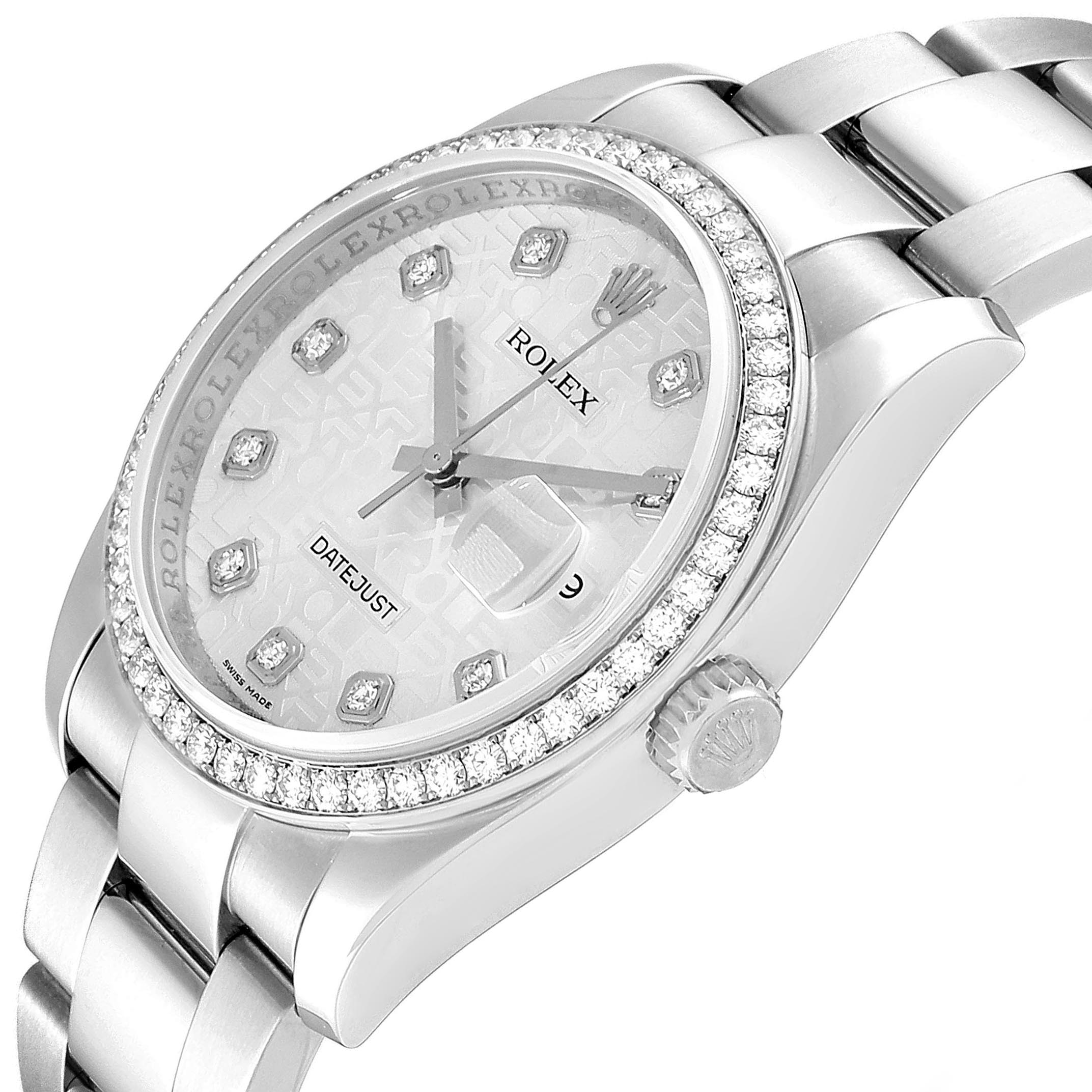 Rolex Datejust Diamond Dial Bezel Steel Mens Watch 116244