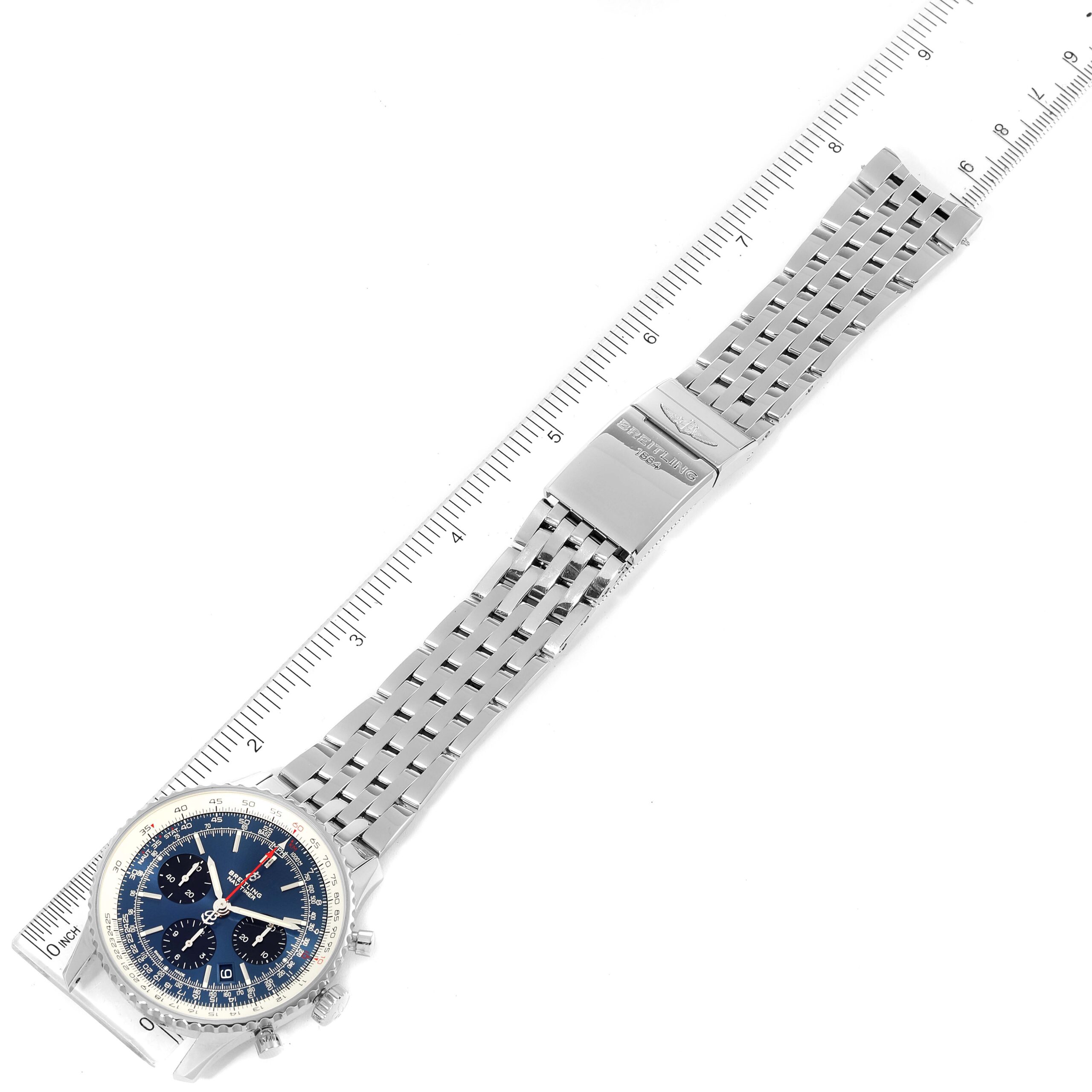Breitling Navitimer 01 Blue Dial Steel Mens Watch AB0121 Box Card
