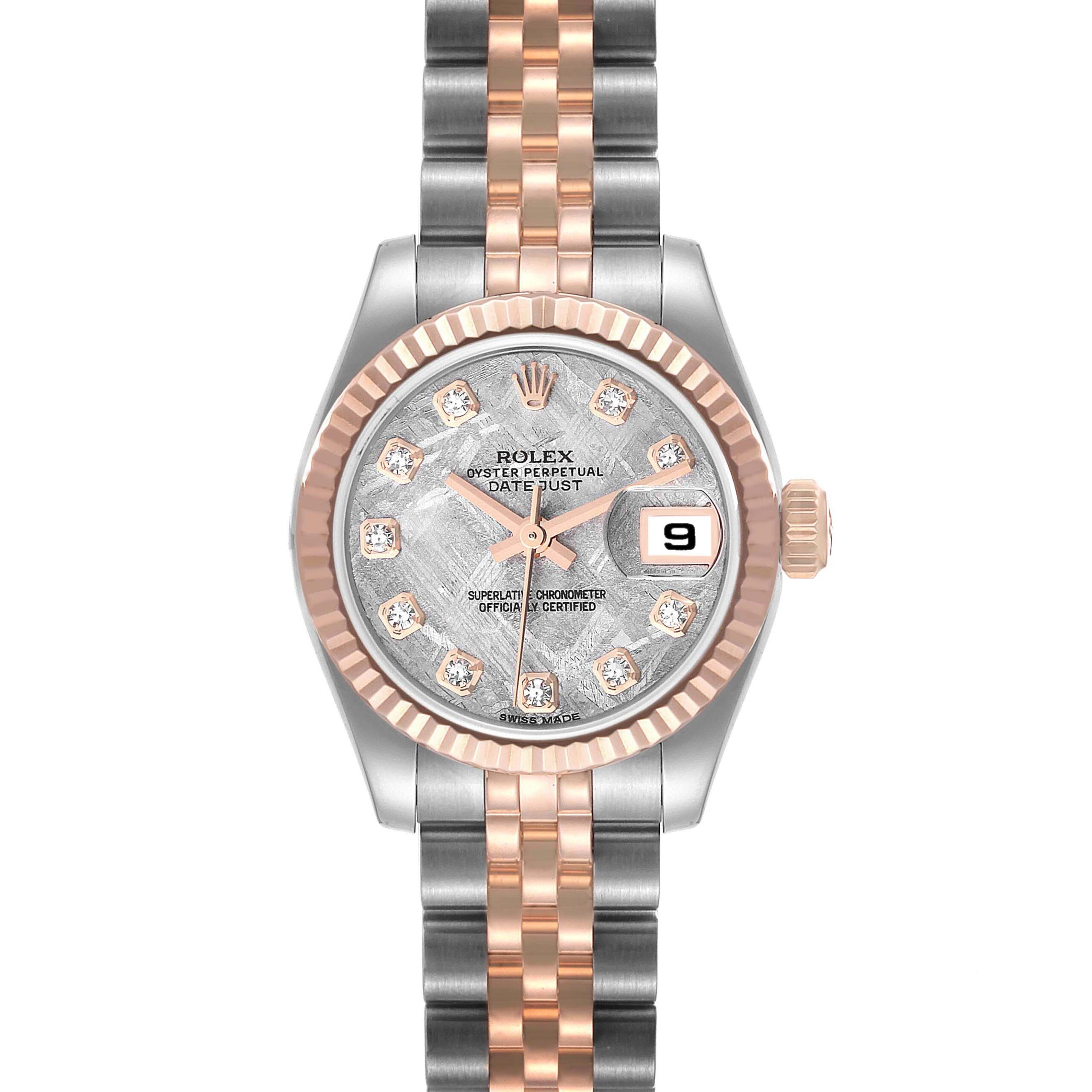 Rolex Datejust Steel Rose Gold Meteorite Diamond Dial Ladies Watch 179171