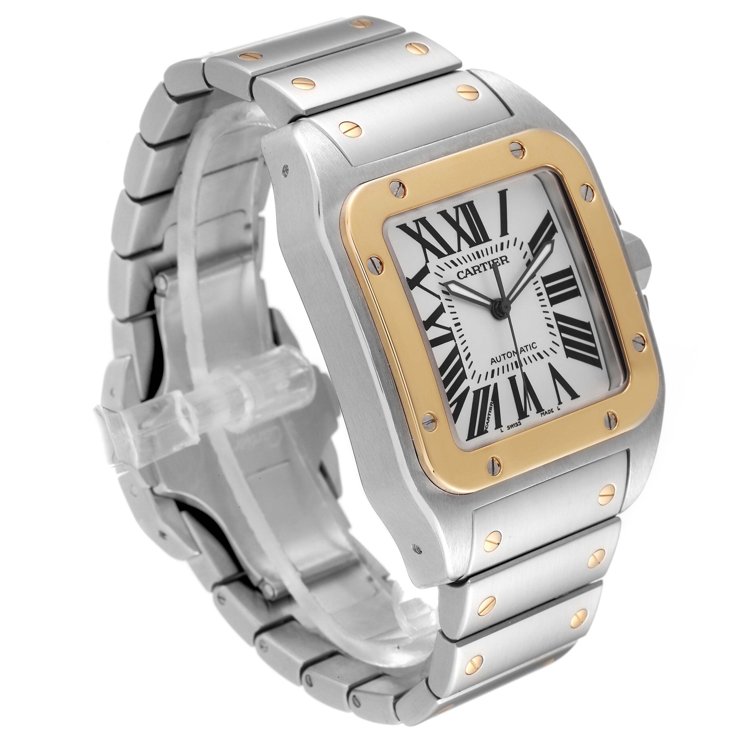 Cartier Santos 100 38mm Steel Yellow Gold Mens Watch W200728G
