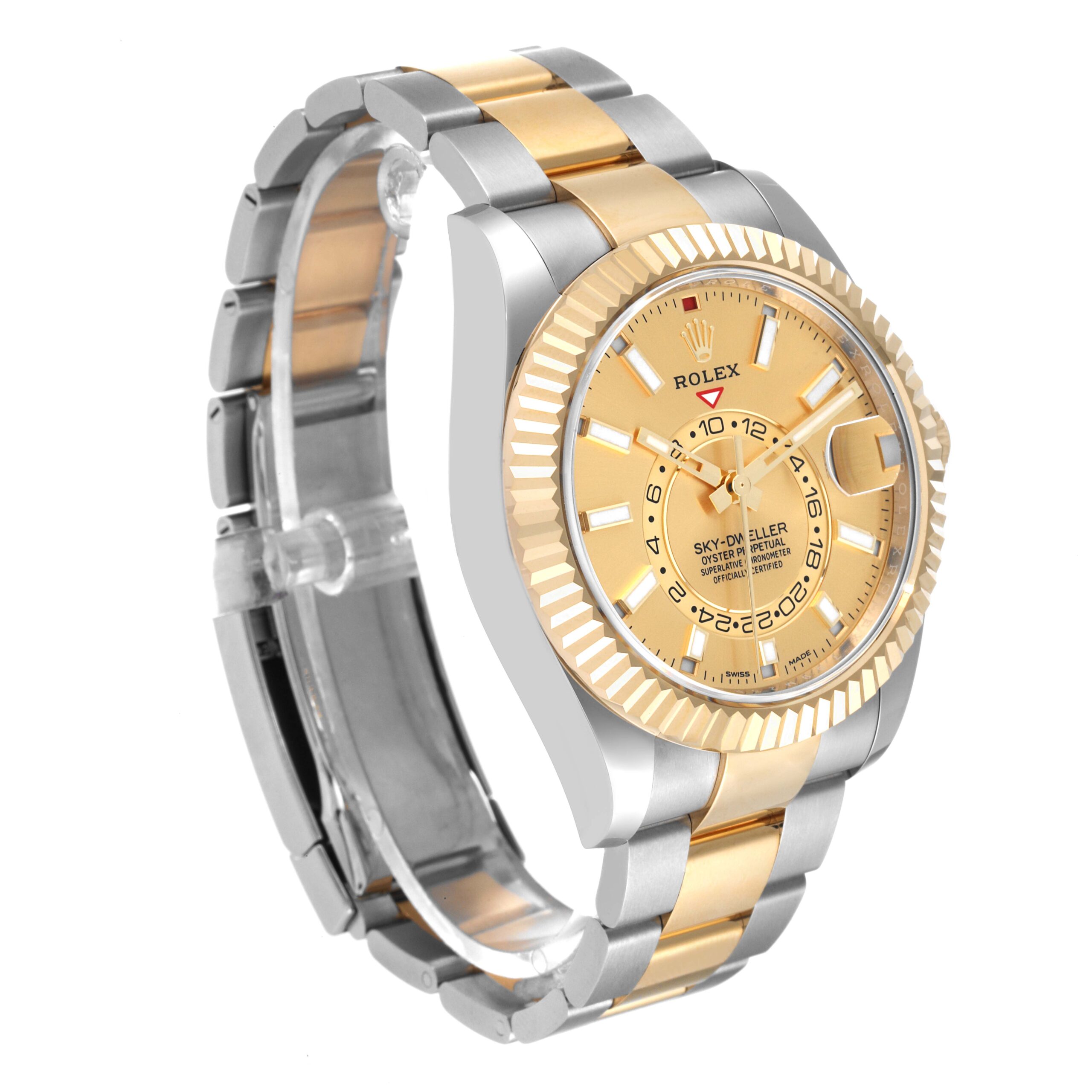Rolex Sky Dweller Steel Yellow Gold Champagne Dial Mens Watch 326933 Unworn