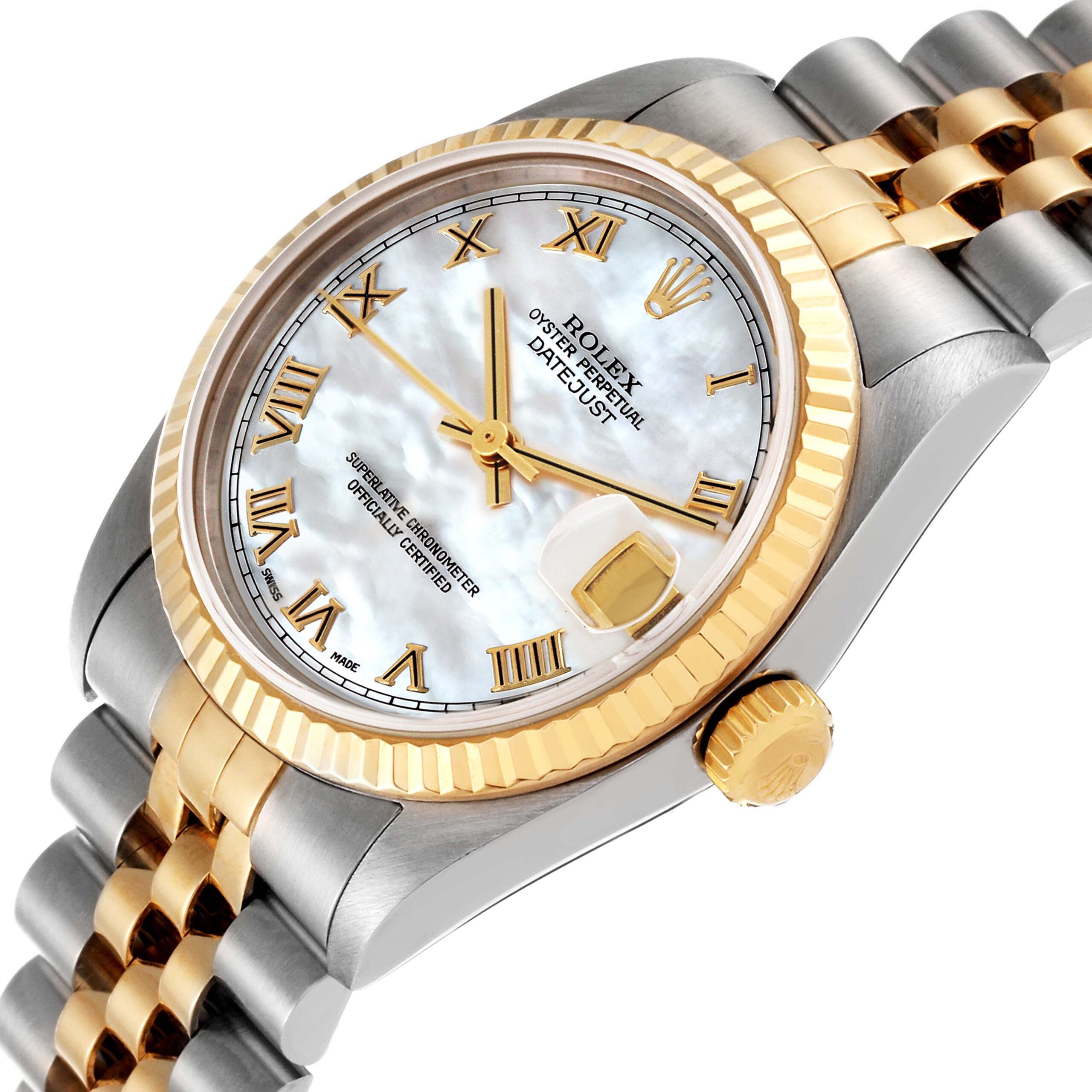 Rolex Datejust Midsize Steel Yellow Gold Mother of Pearl Roman Dial Ladies Watch 78273