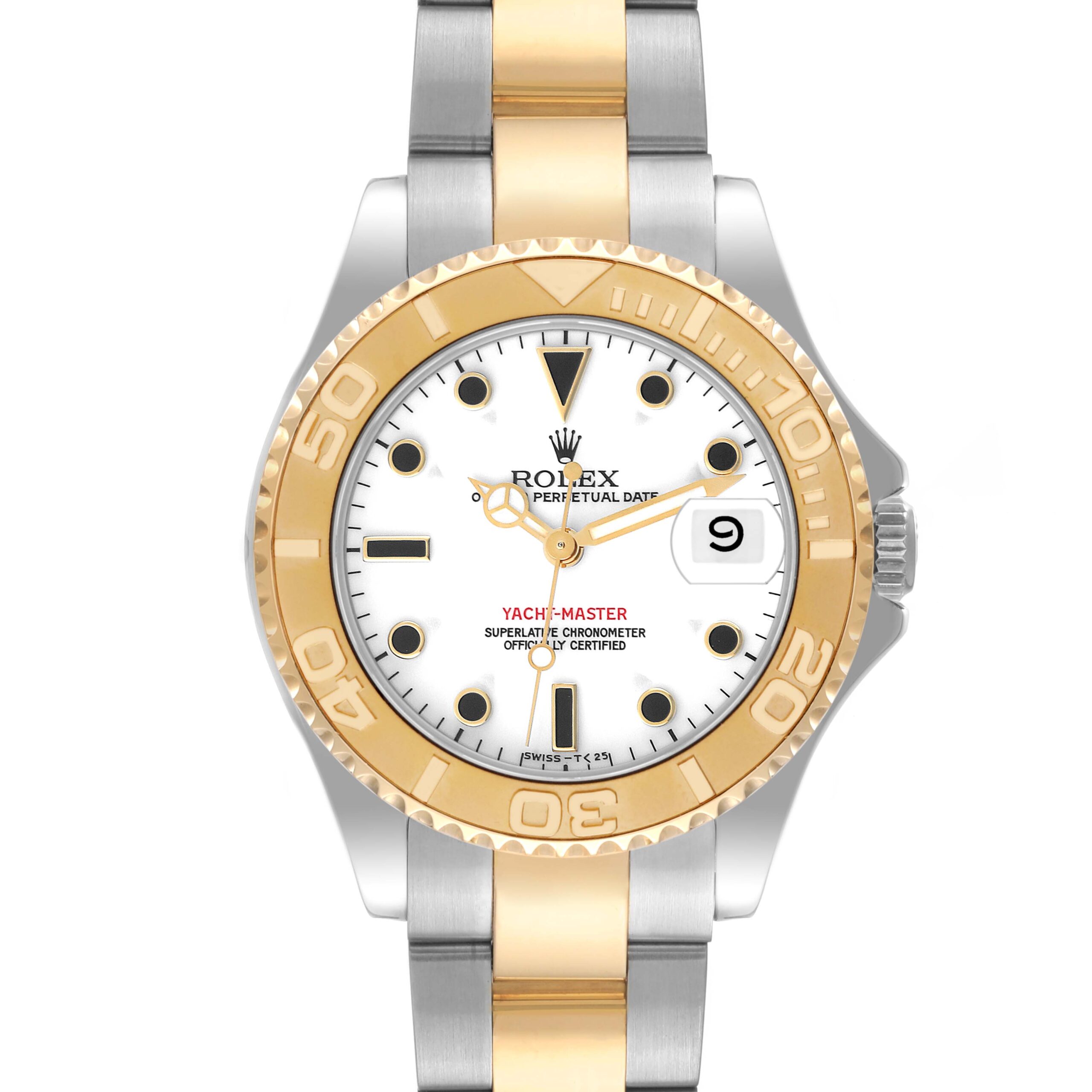 Rolex Yachtmaster 35 Midsize Steel Yellow Gold White Dial Mens Watch 68623