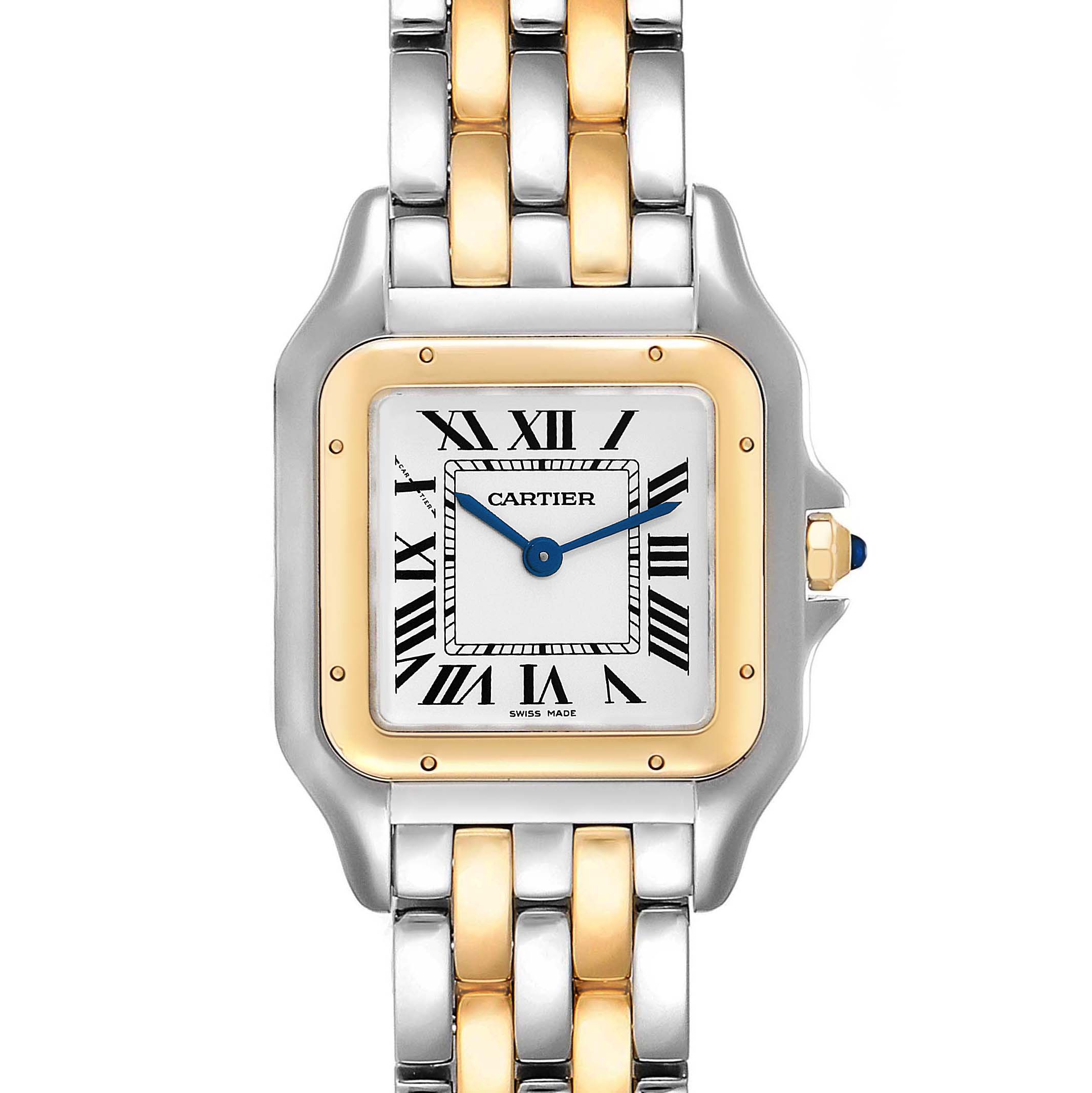 Cartier Panthere Ladies Steel Yellow Gold 2 Row Watch W2PN0007 Box Card