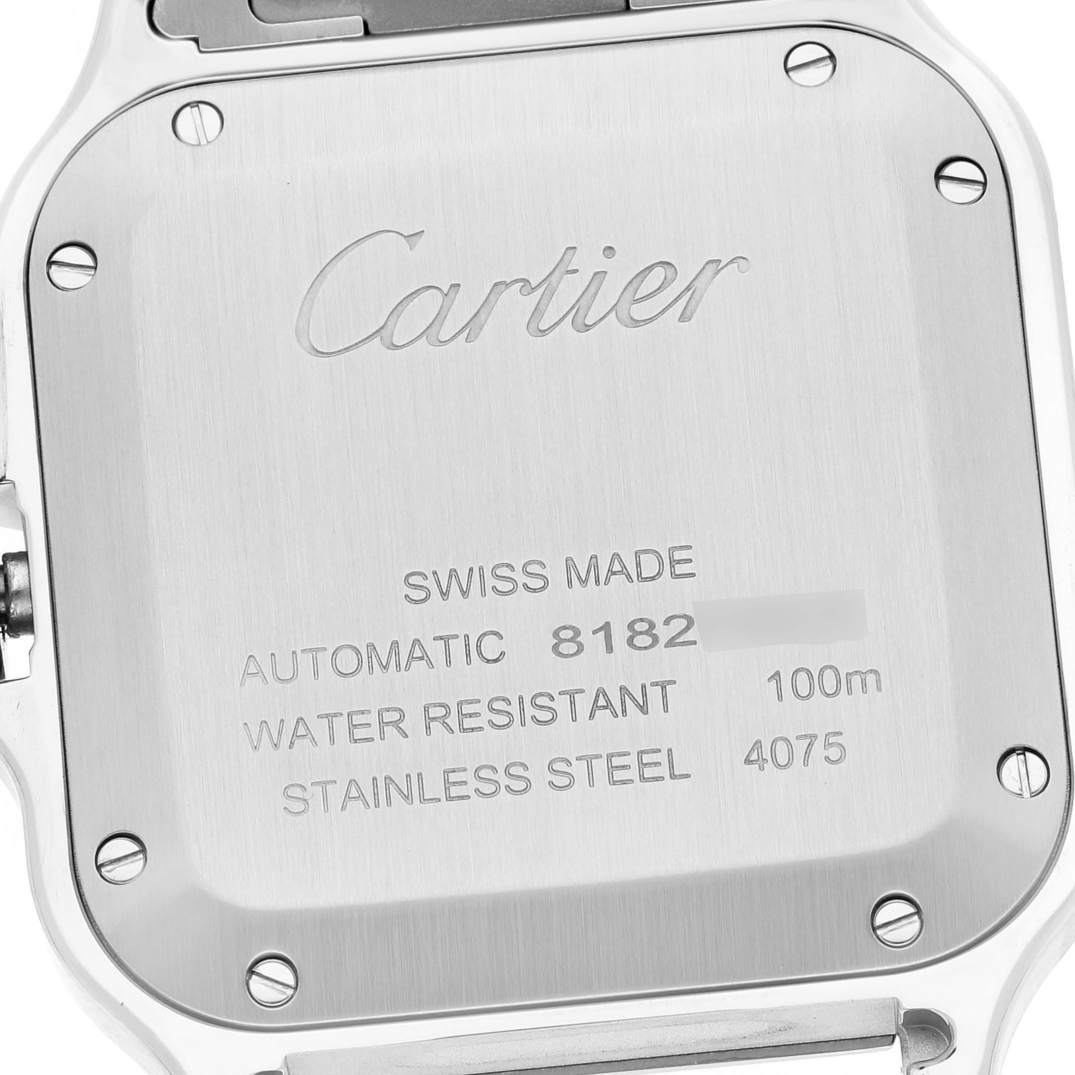 Cartier Santos Silver Dial Medium Steel Mens Watch WSSA0029 Box Card