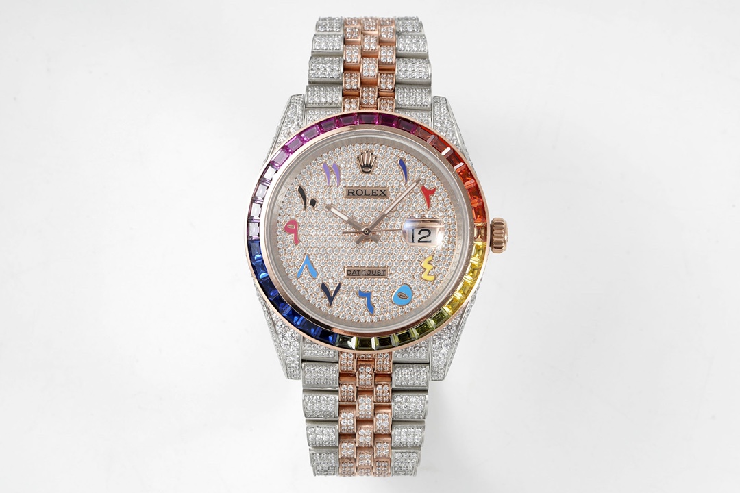 Rolex Datejust Steel White Gold Silver Diamond Dial Mens Watch 116234