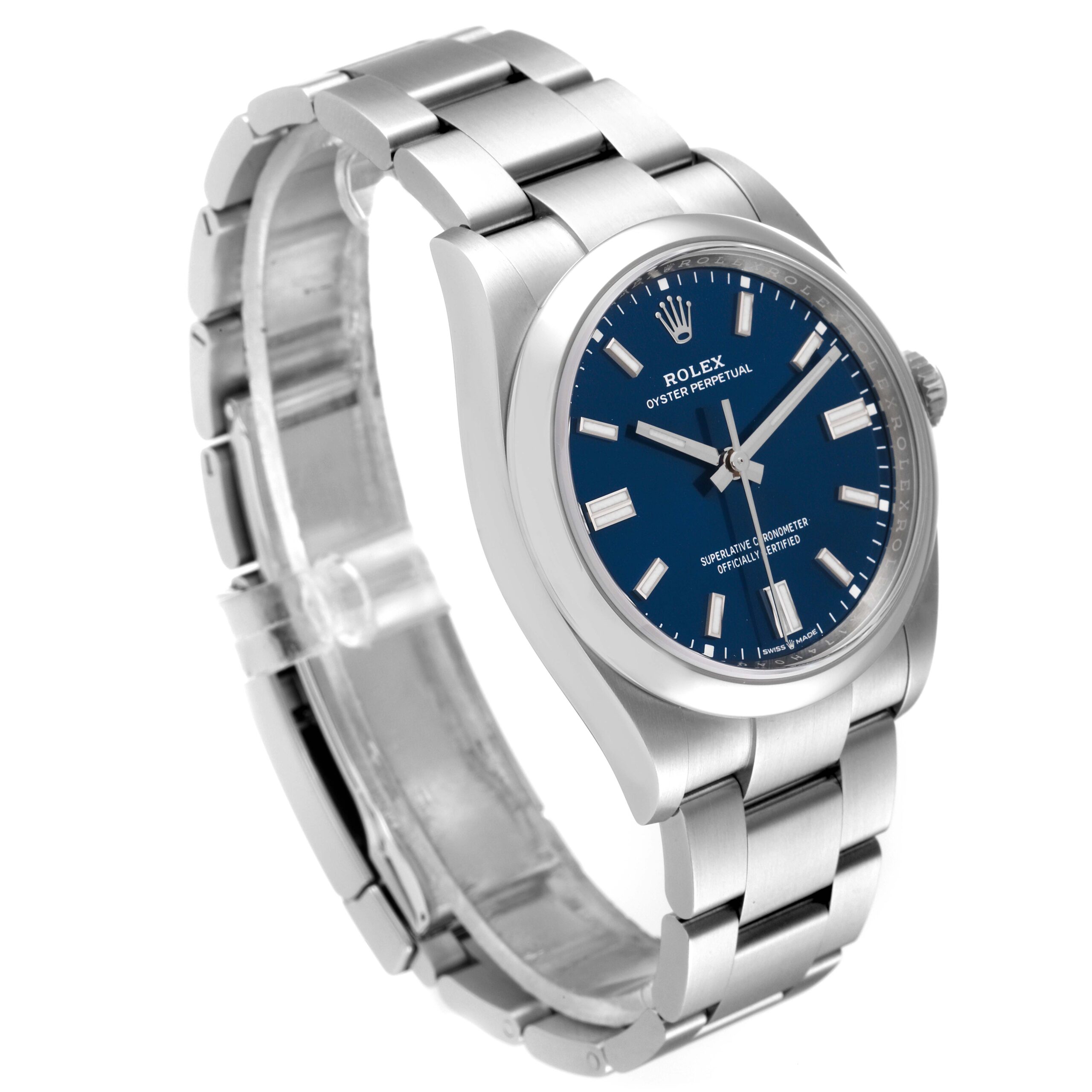 Rolex Oyster Perpetual Blue Dial Steel Mens Watch 126000 Unworn