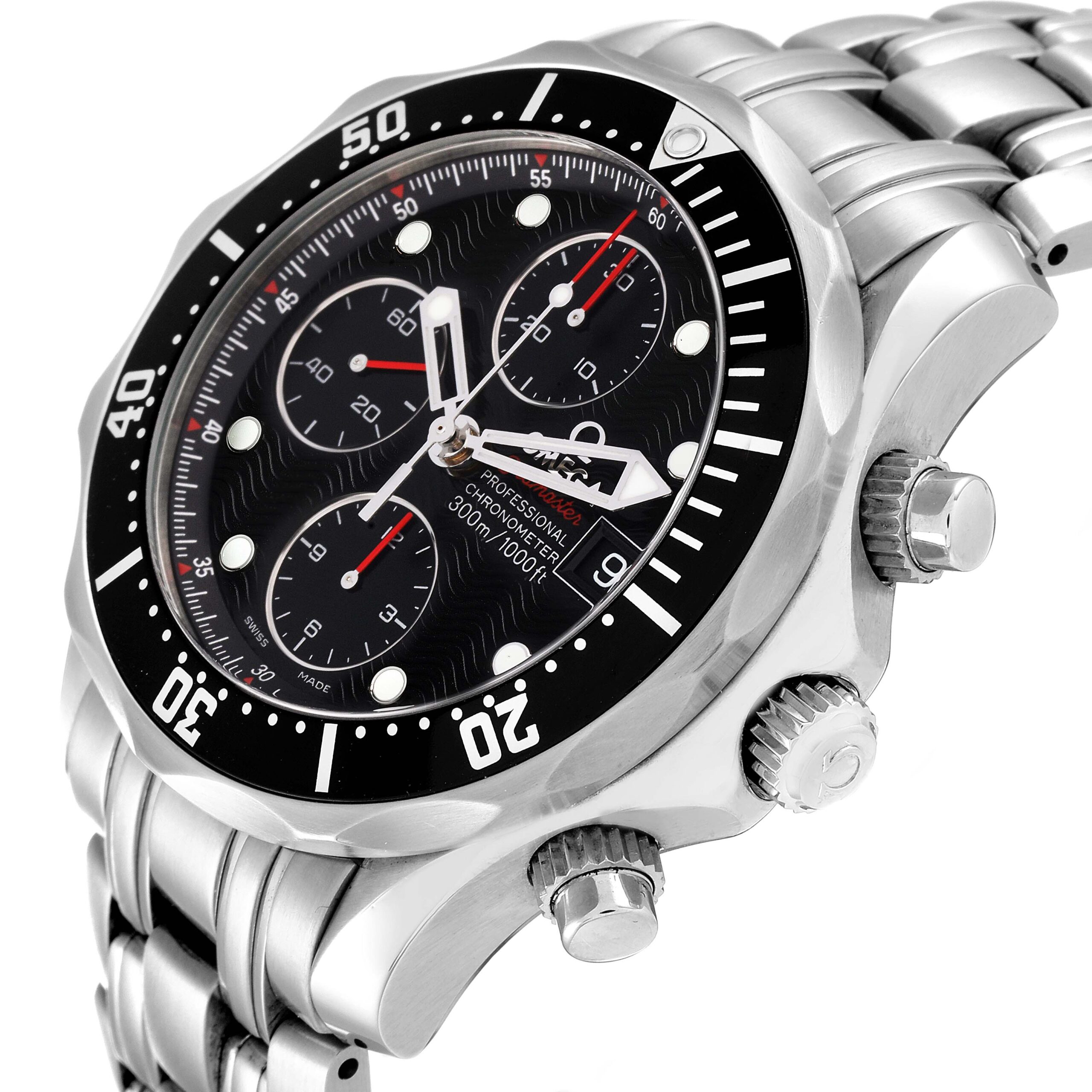 Omega Seamaster Chronograph Black Dial Watch 213.30.42.40.01.001 Box Card