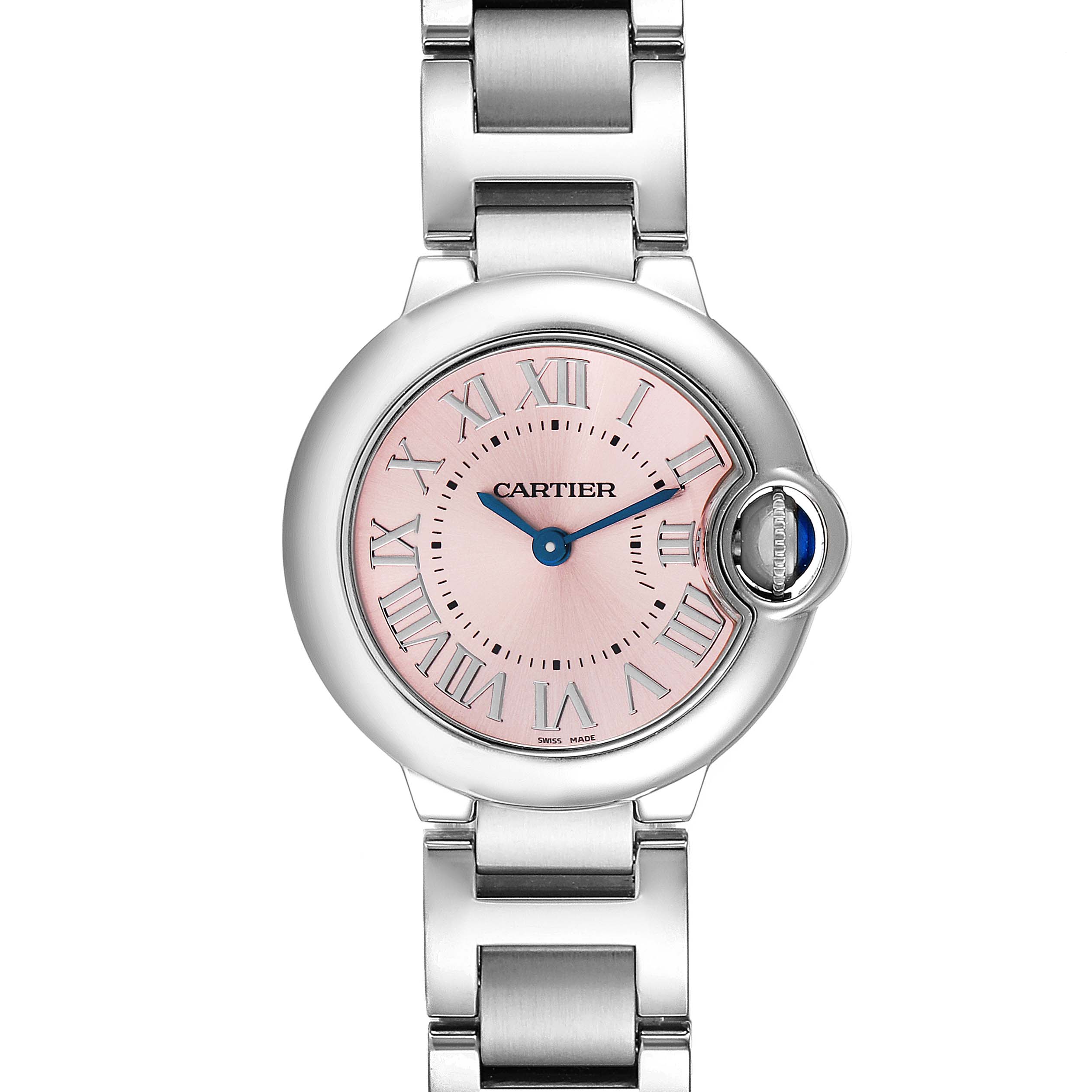 Cartier Ballon Bleu Pink Dial 28mm Steel Ladies Watch W6920038