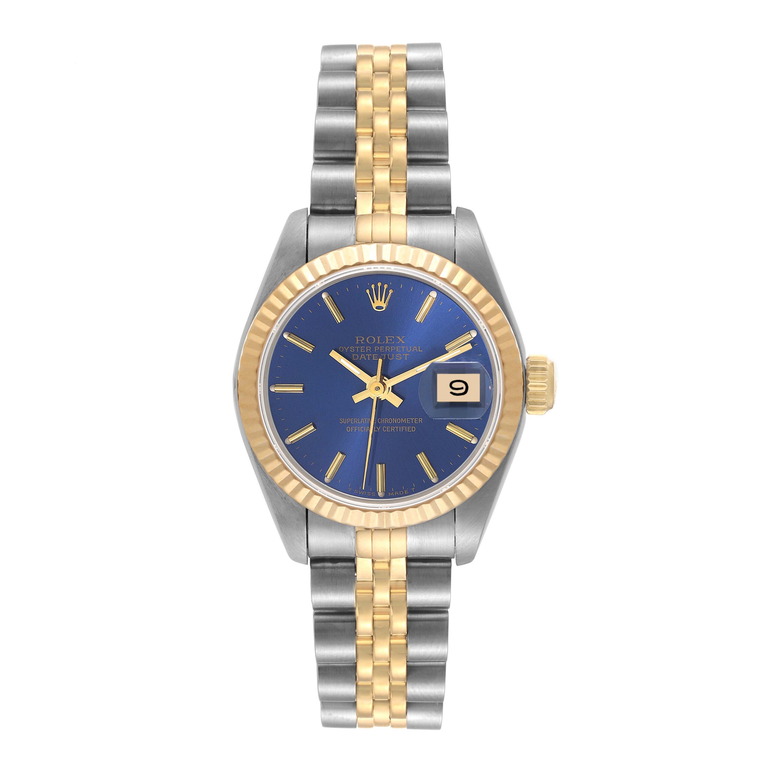 Rolex Datejust Steel Yellow Gold Blue Dial Ladies Watch 69173