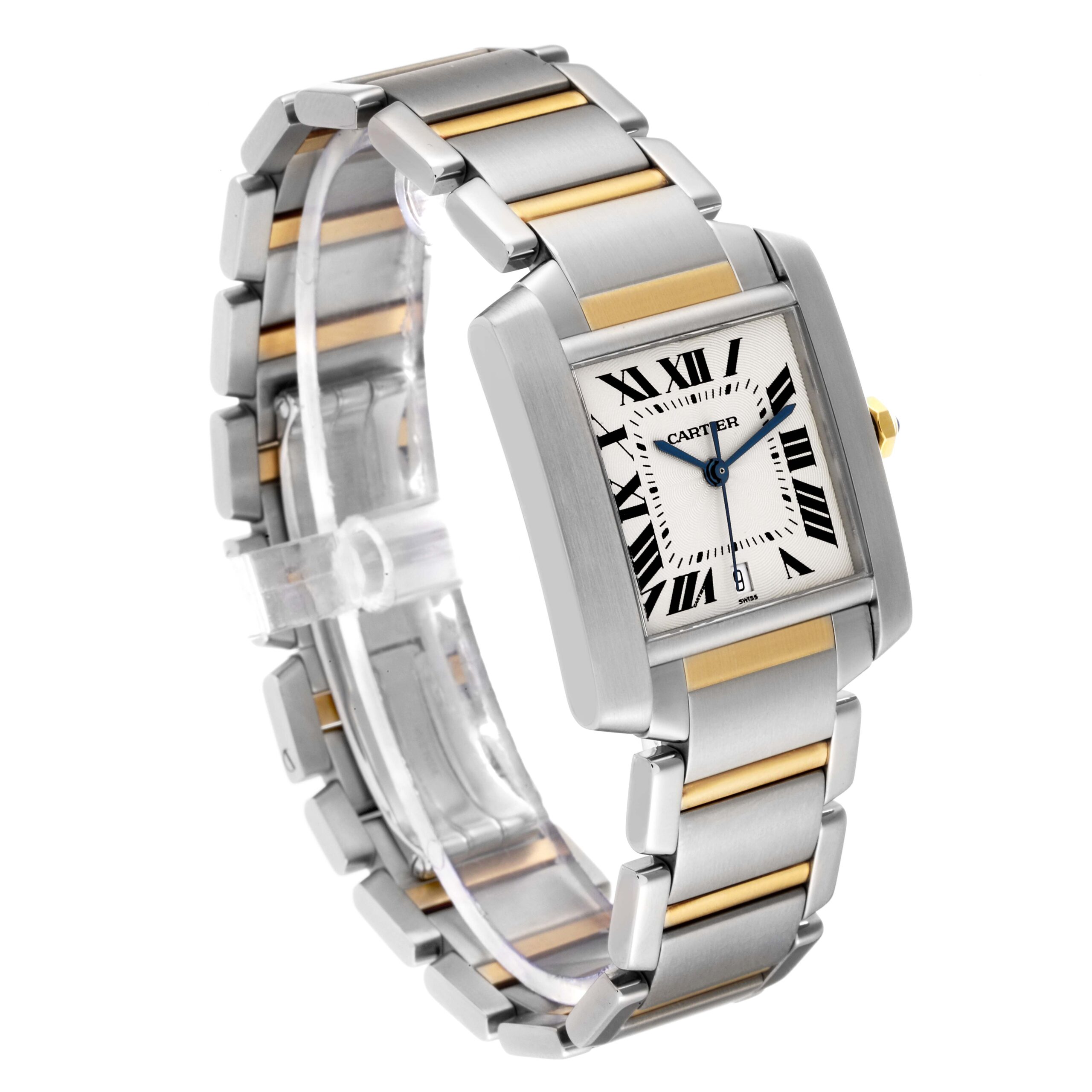 Cartier Tank Francaise Large Automatic Steel Yellow Gold Mens Watch W51005Q4