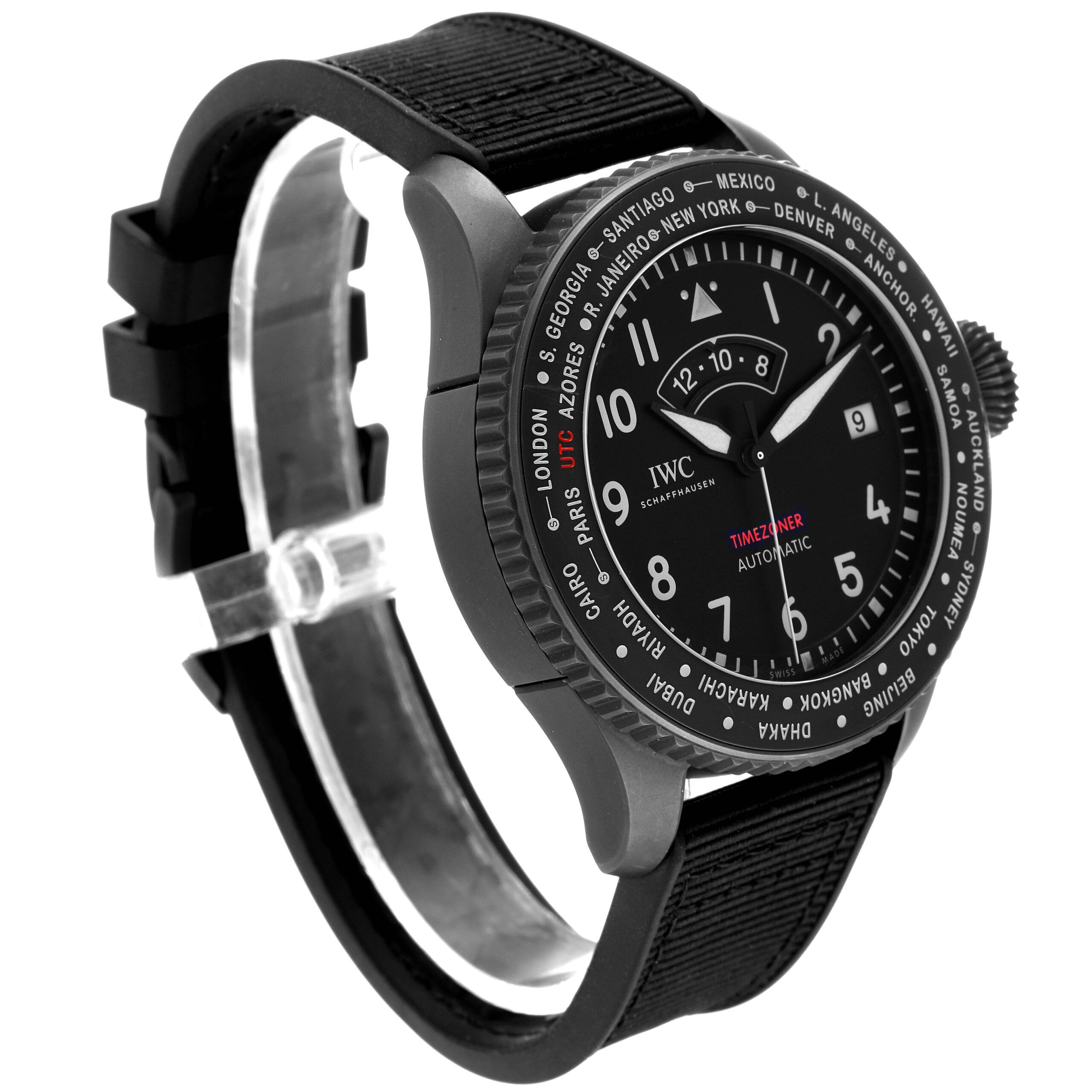 IWC Pilots Timezoner Top Gun Ceratanium Mens Watch IW395505 Box Card