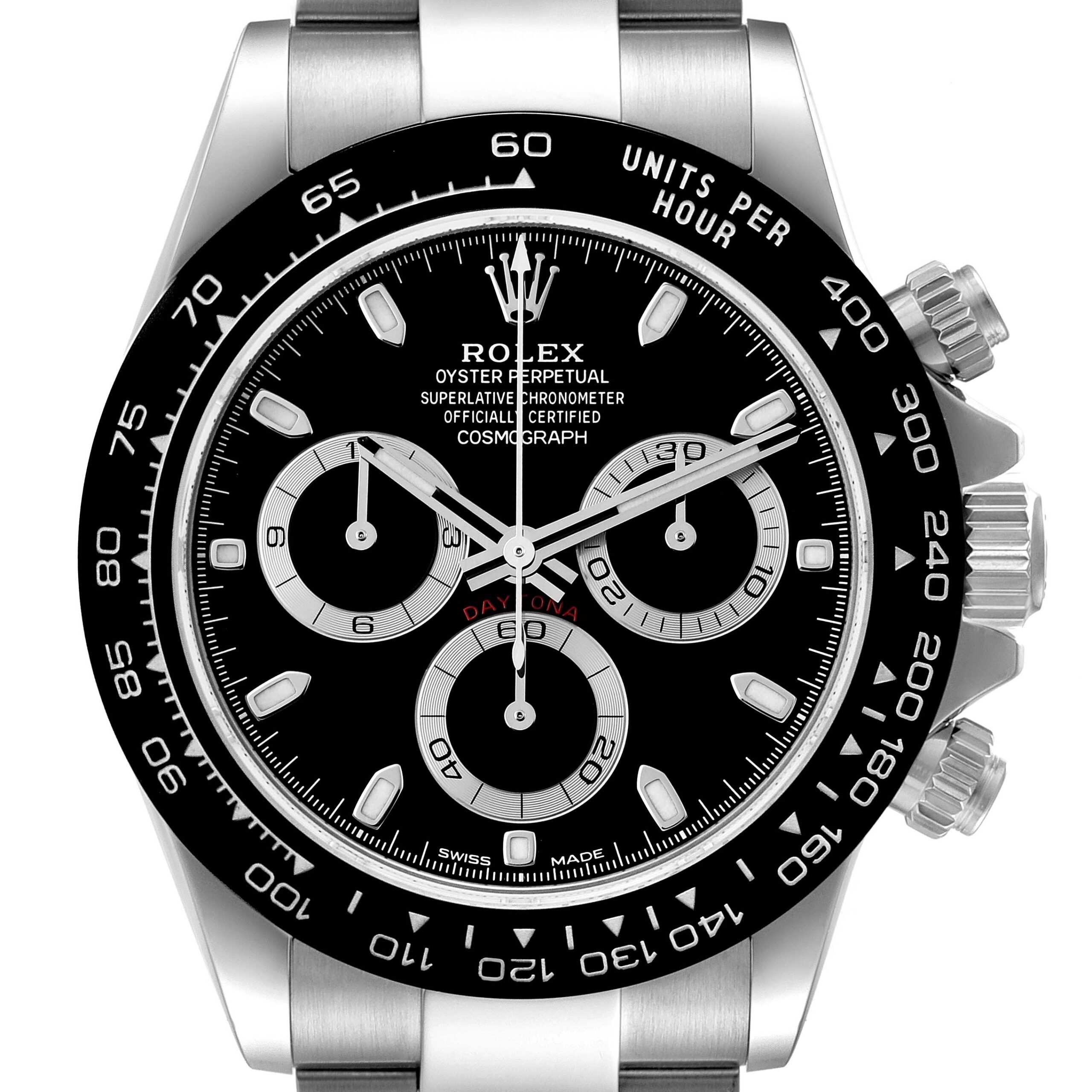 Rolex Cosmograph Daytona Ceramic Bezel Black Dial Mens Watch 116500 Box Card