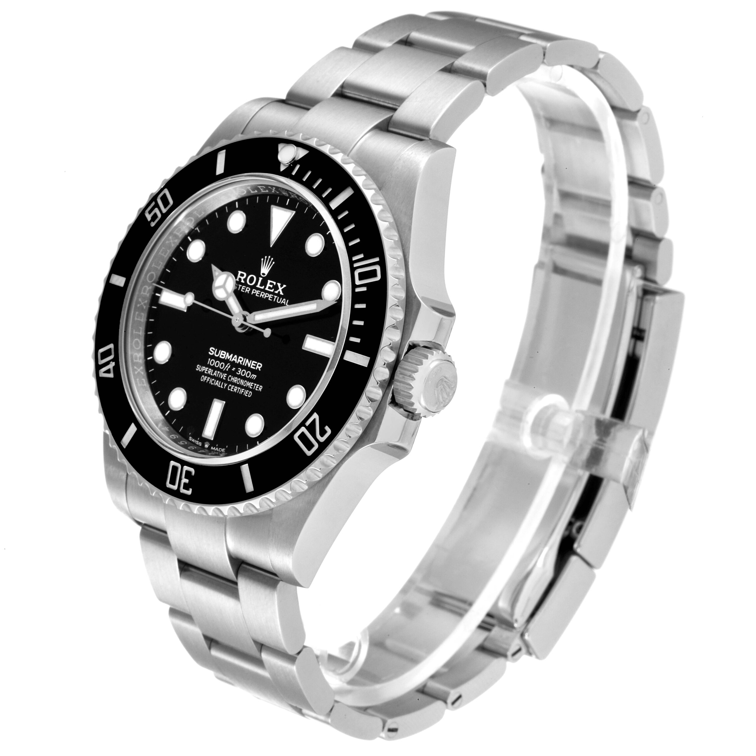 Rolex Submariner Non-Date Ceramic Bezel Steel Mens Watch 124060 Box Card