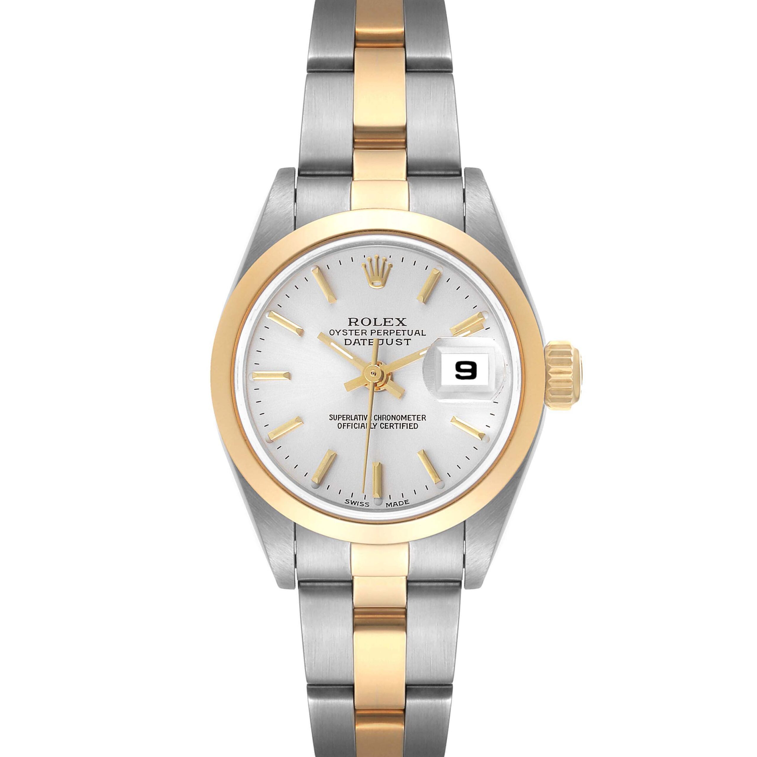 Rolex Datejust Steel 18k Yellow Gold Silver Dial Ladies Watch 79163 Box Papers