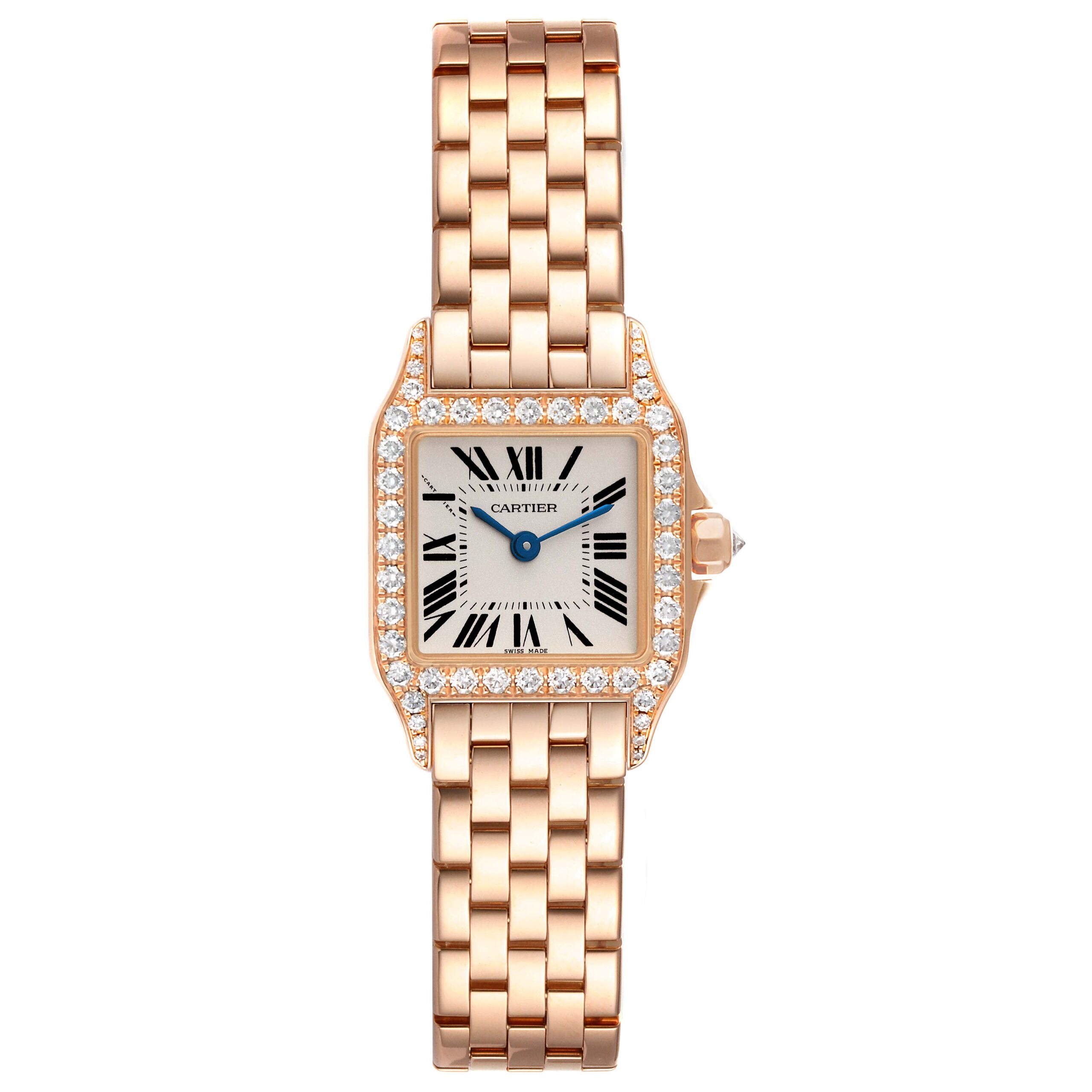 Cartier Santos Demoiselle Small Rose Gold Diamond Ladies Watch WF9011Z8