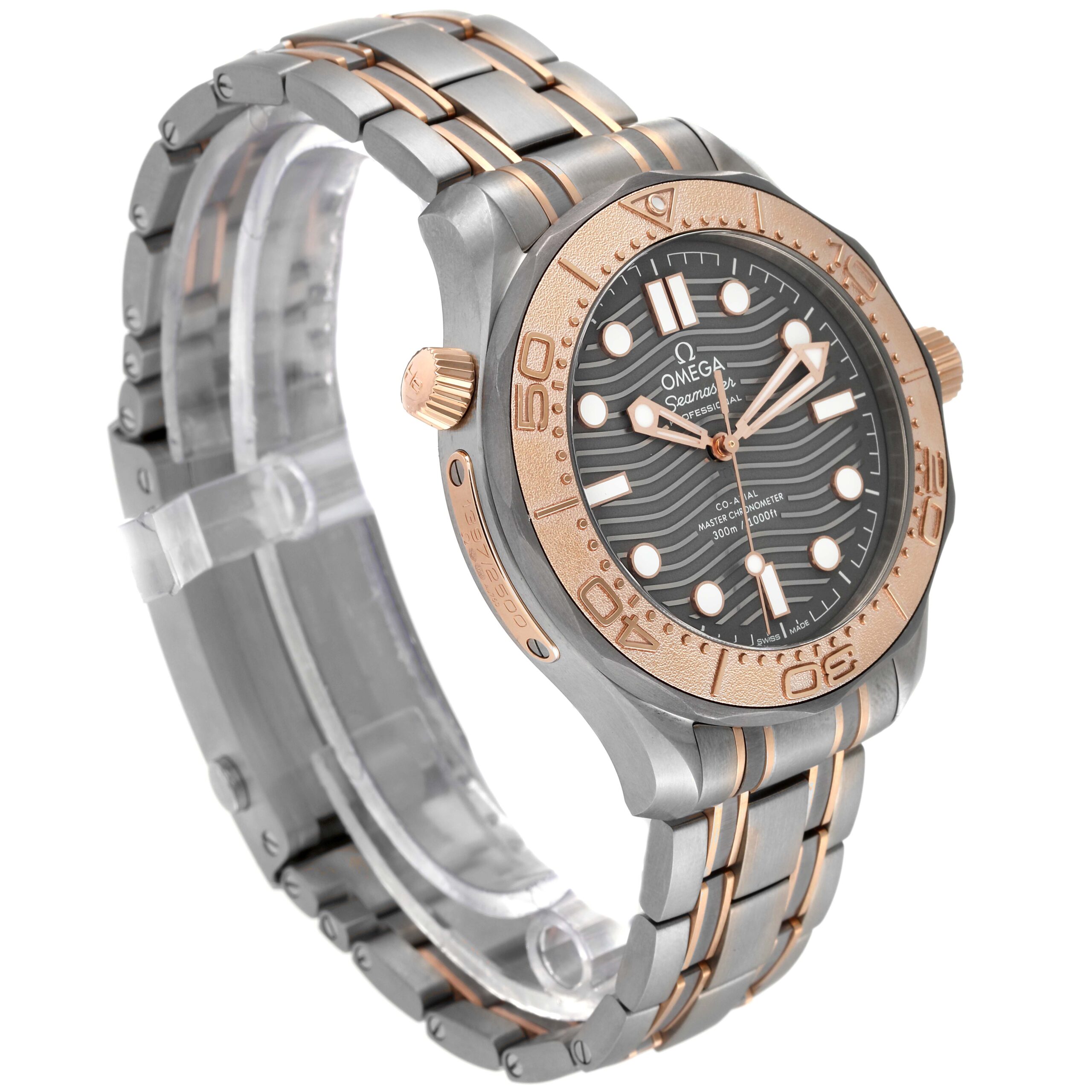 Omega Seamaster Titanium Rose Gold Mens Watch 210.60.42.20.99.001 Box Card