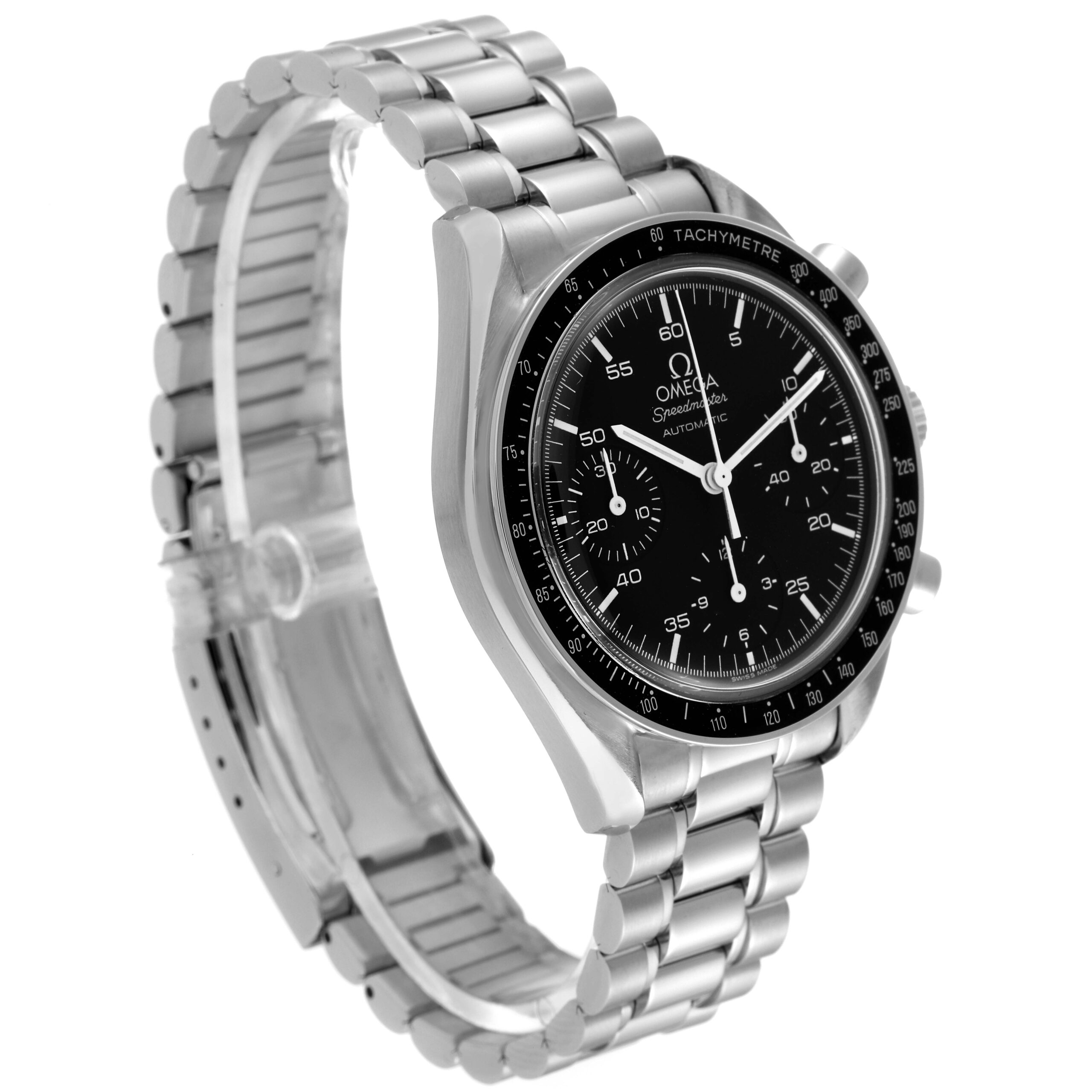 Omega Speedmaster Reduced Hesalite Chronograph Steel Mens Watch 3510.50.00 Card