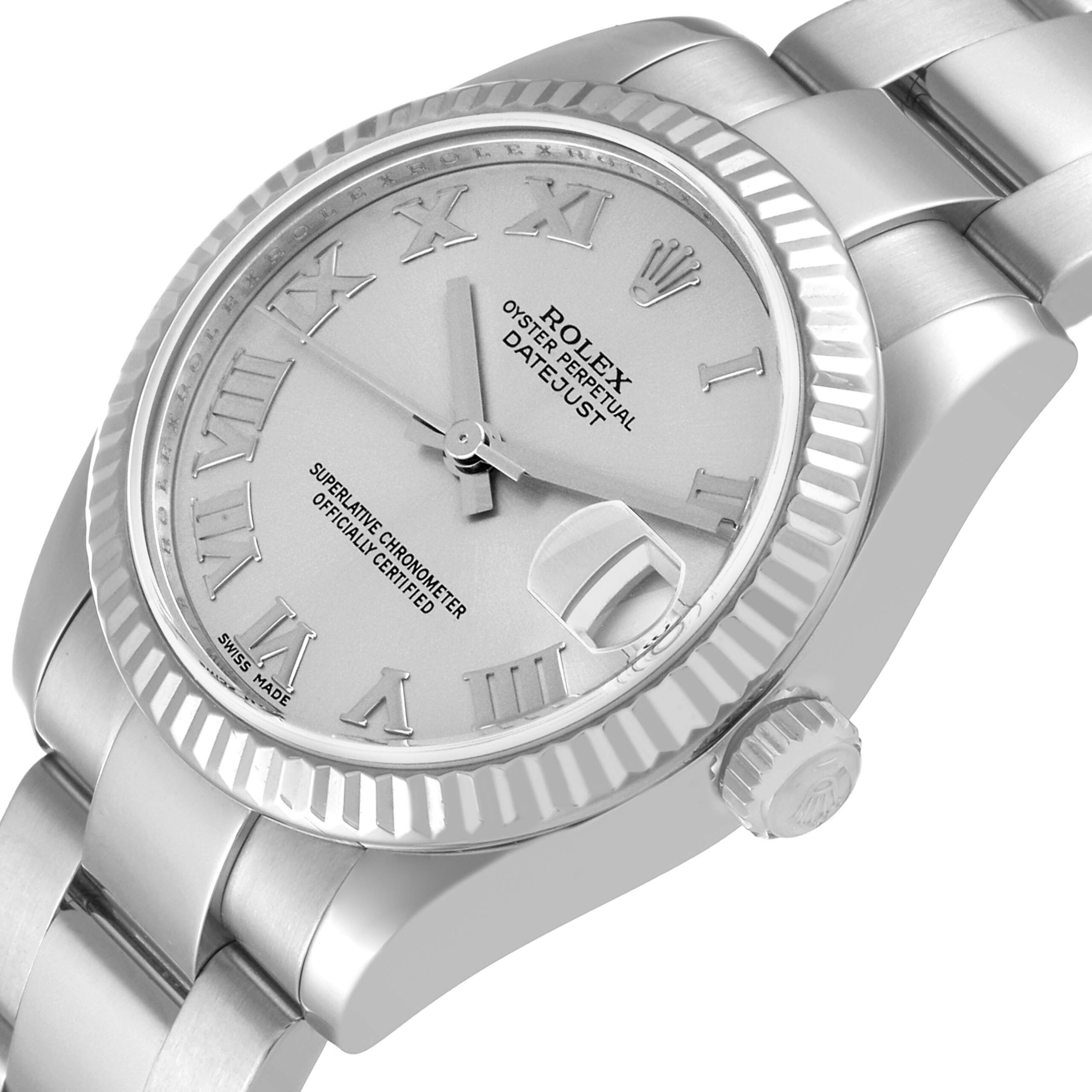 Rolex Datejust Midsize Steel White Gold Silver Dial Ladies Watch 178274