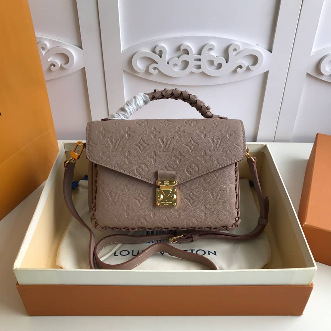 Louis Vuitton Pochette Metis Braided Monogram Empreinte Replica Apricot M43942