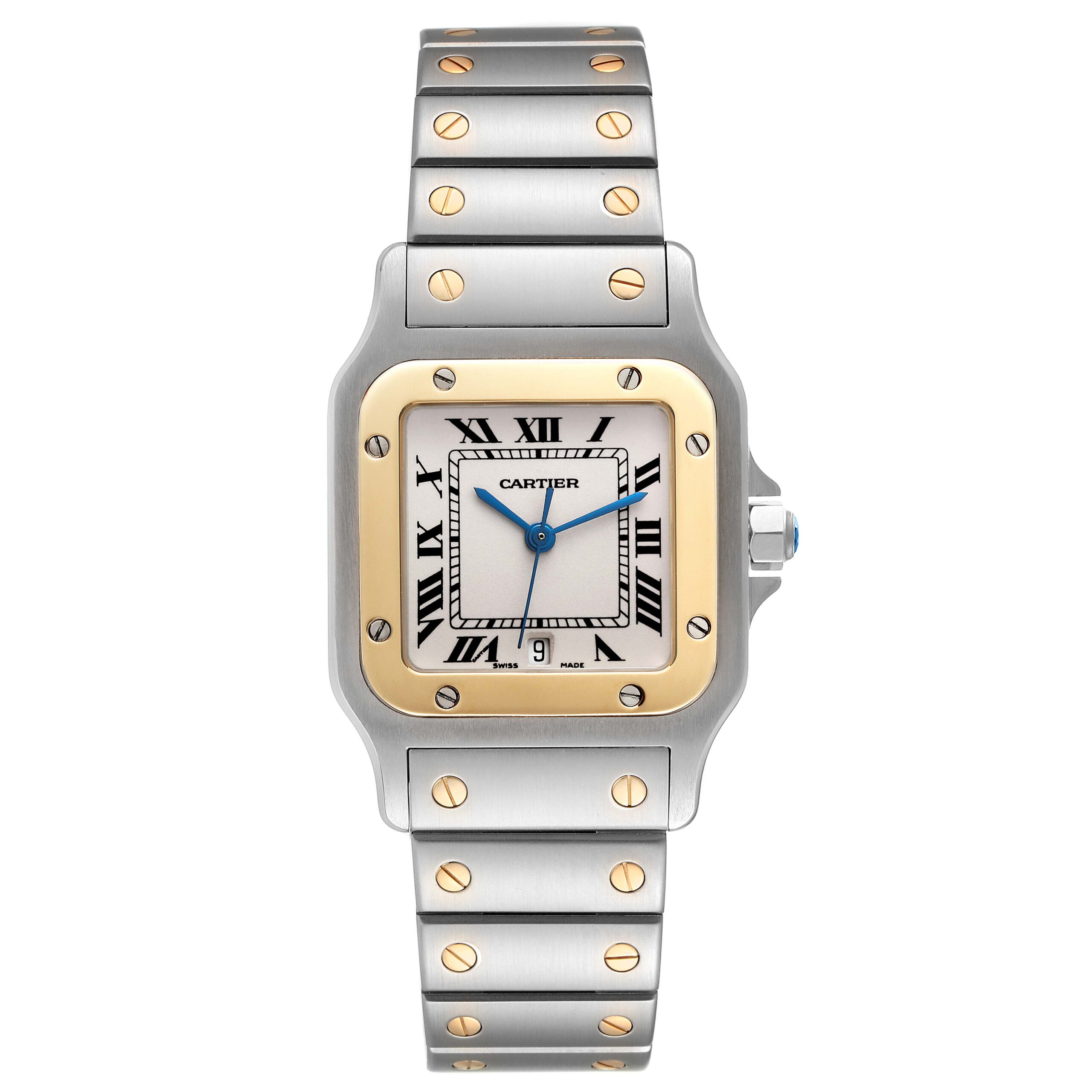 Cartier Santos Galbee Large Steel Yellow Gold Mens Watch W20011C4