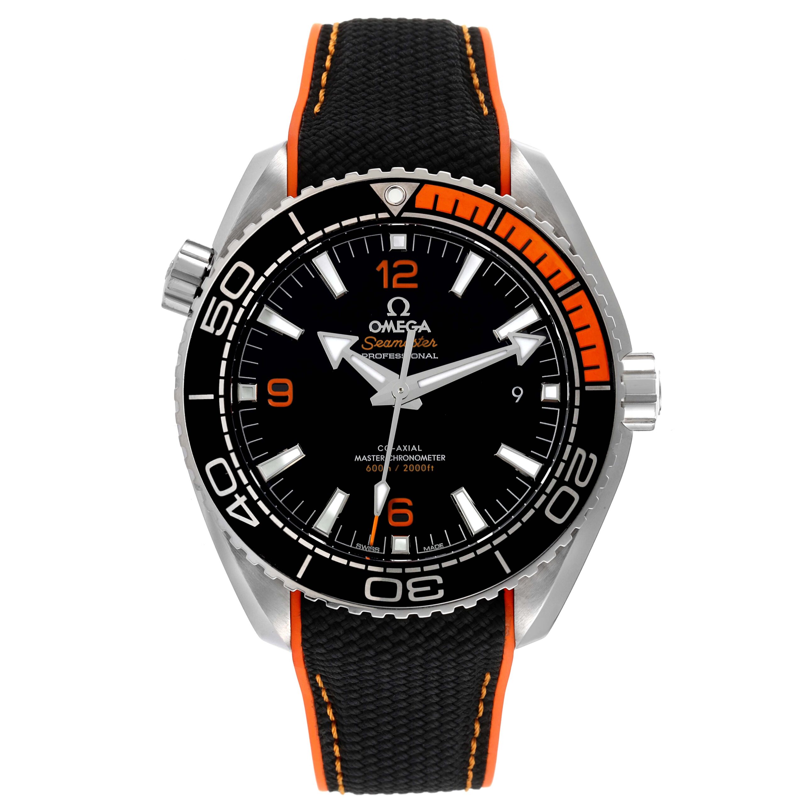 Omega Planet Ocean Black Orange Bezel Watch 215.32.44.21.01.001 Box Card