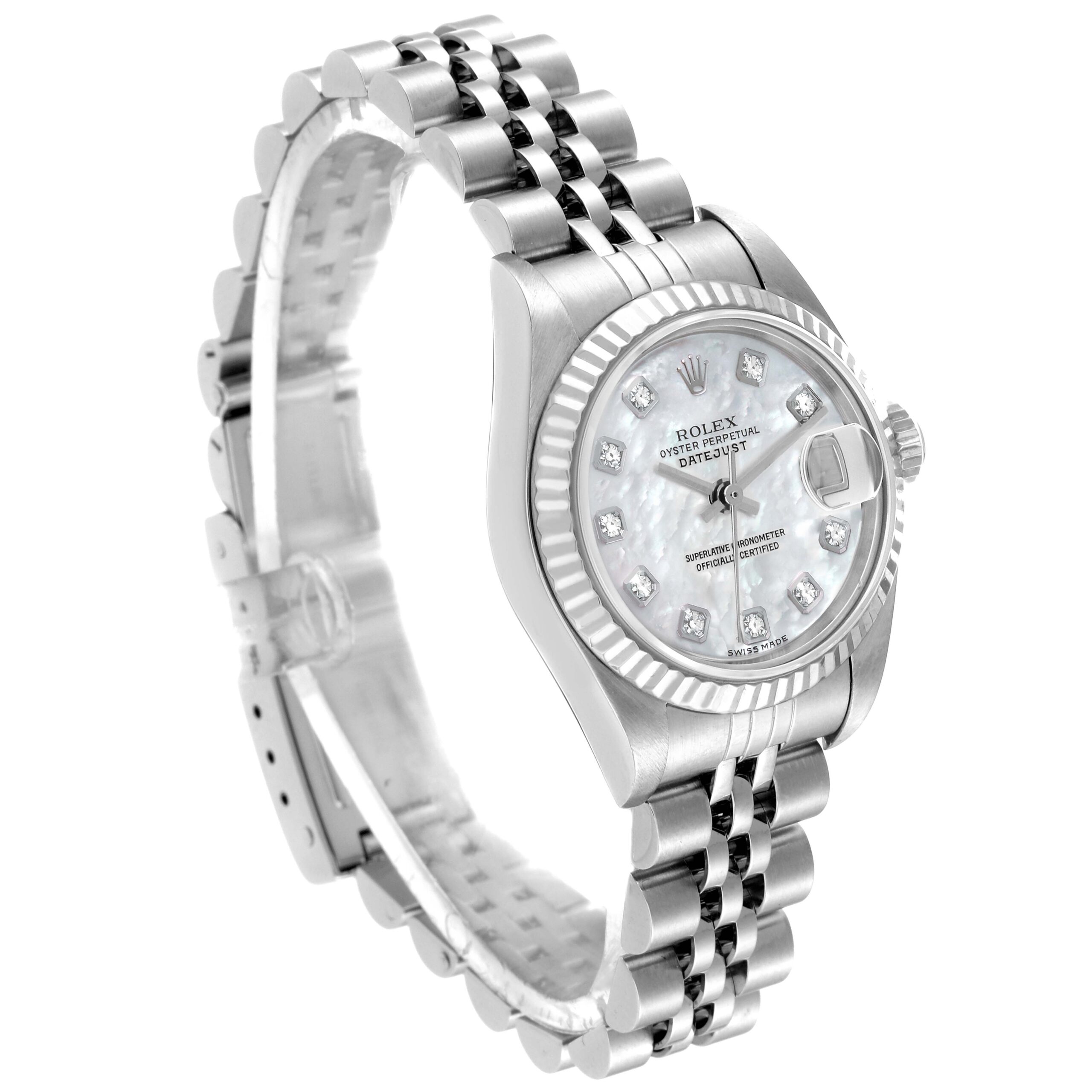 Rolex Datejust Steel White Gold Mother of Pearl Diamond Ladies Watch 79174