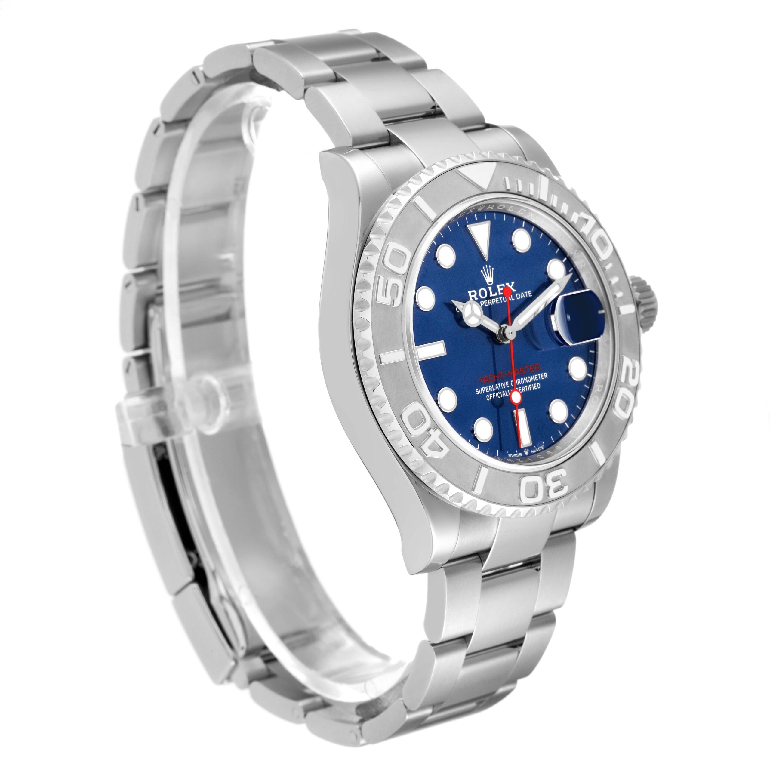 Rolex Yachtmaster Steel Platinum Blue Dial Mens Watch 126622 Box Card