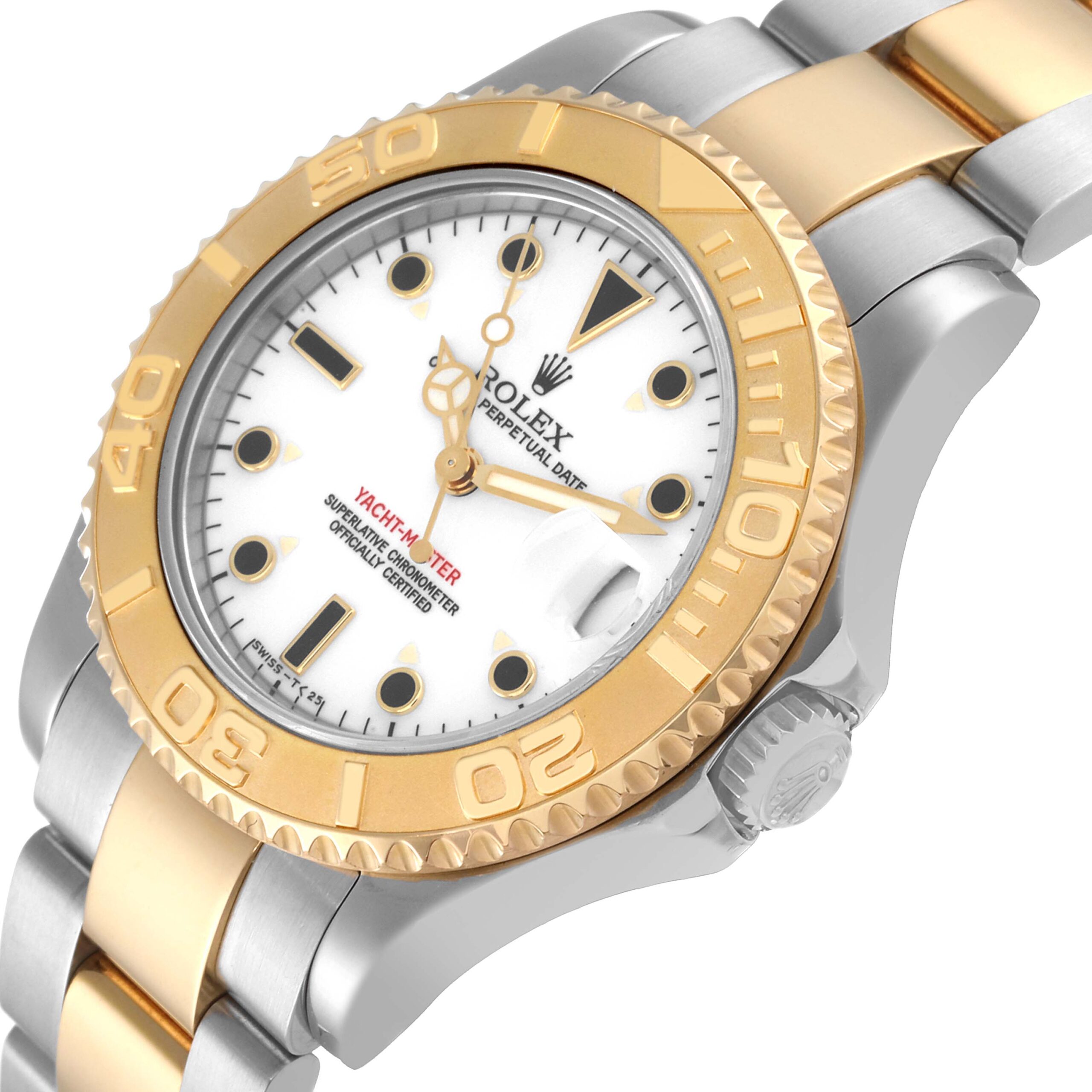 Rolex Yachtmaster 35 Midsize Steel Yellow Gold White Dial Mens Watch 68623