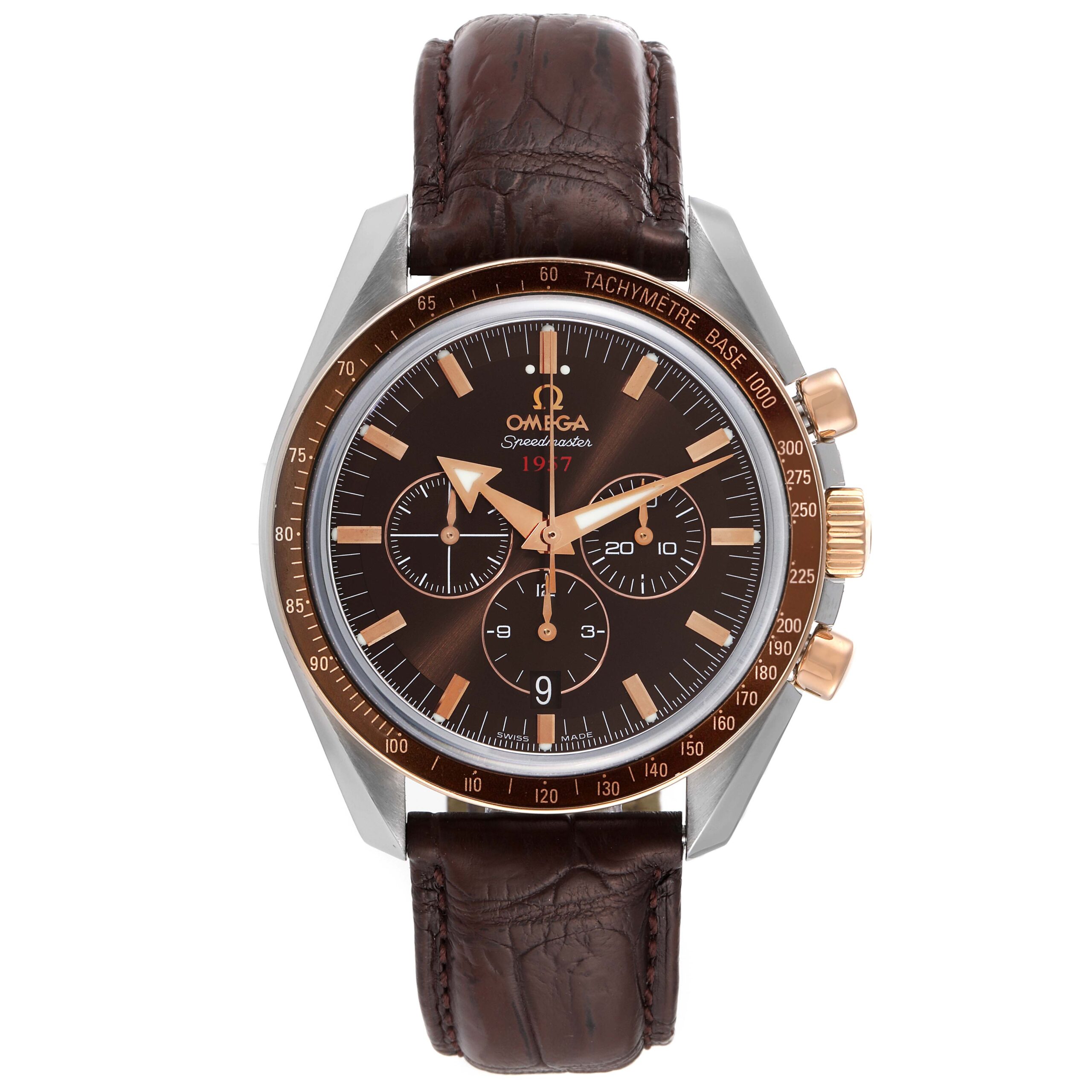 Omega Speedmaster Broad Arrow 1957 Steel Rose Gold Mens Watch 321.93.42.50.13.001
