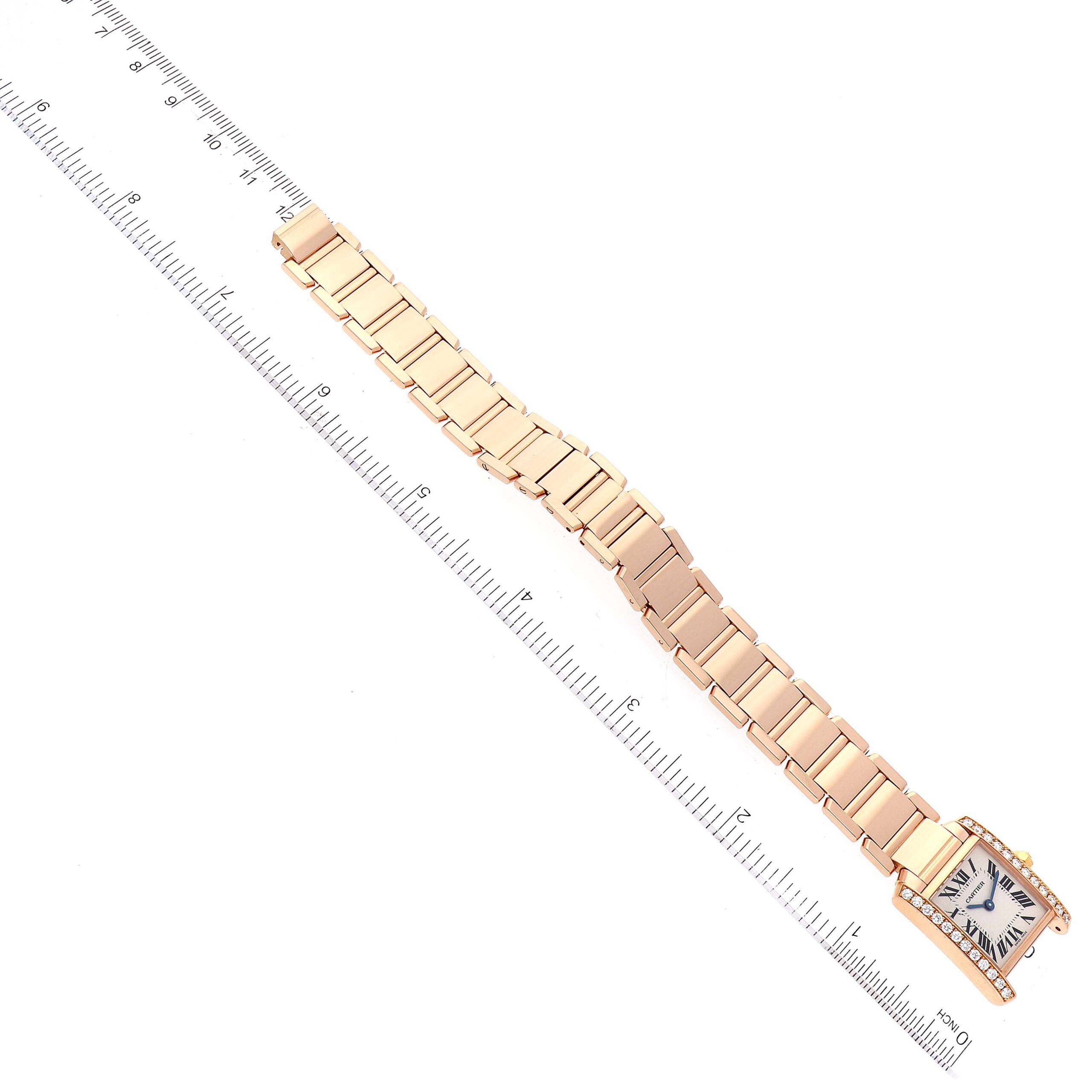 Cartier Tank Francaise Small Rose Gold Diamond Ladies Watch WE10456H Box Papers